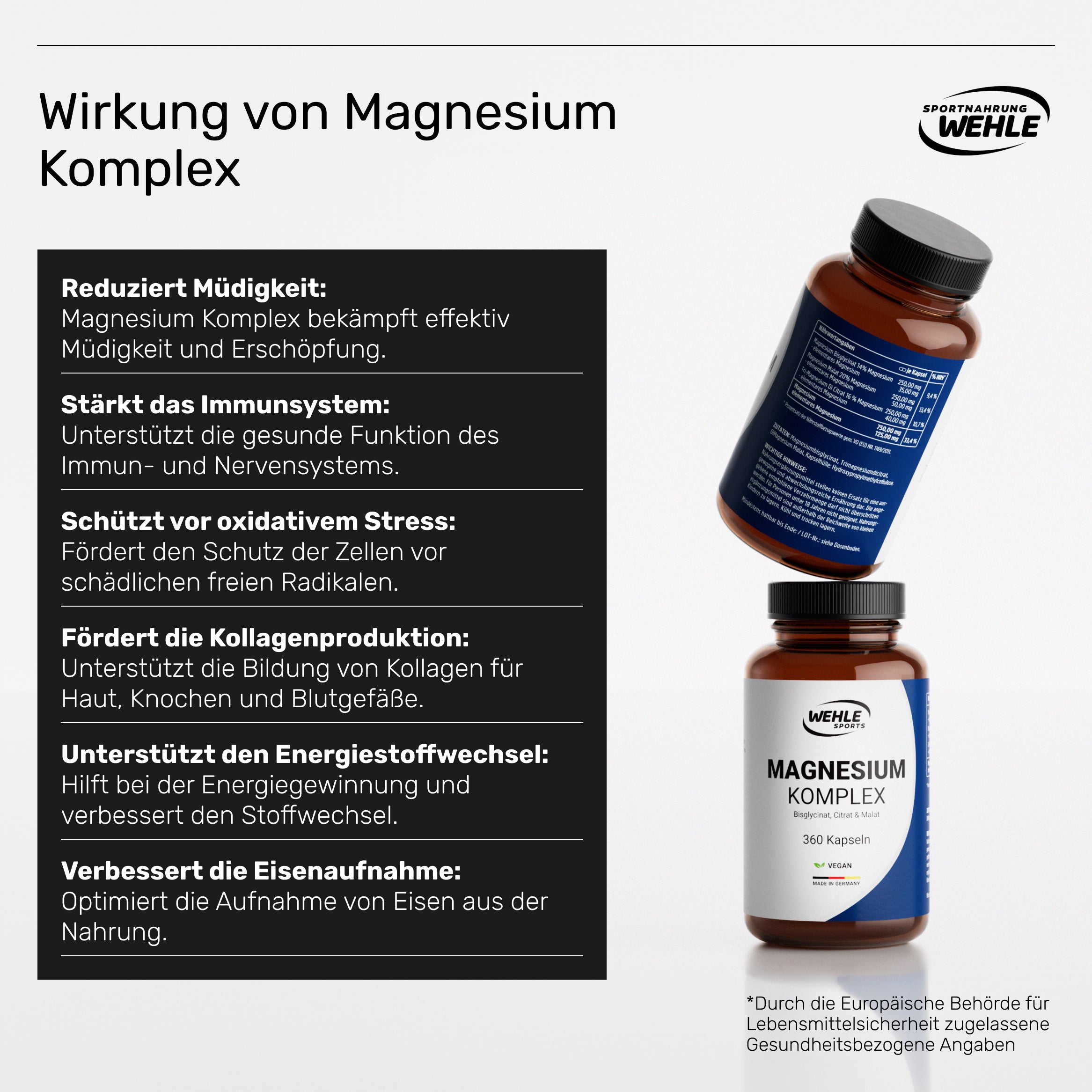 Magnesium Komplex hochdosiert mit Bisglycinat, Malat, Citrat