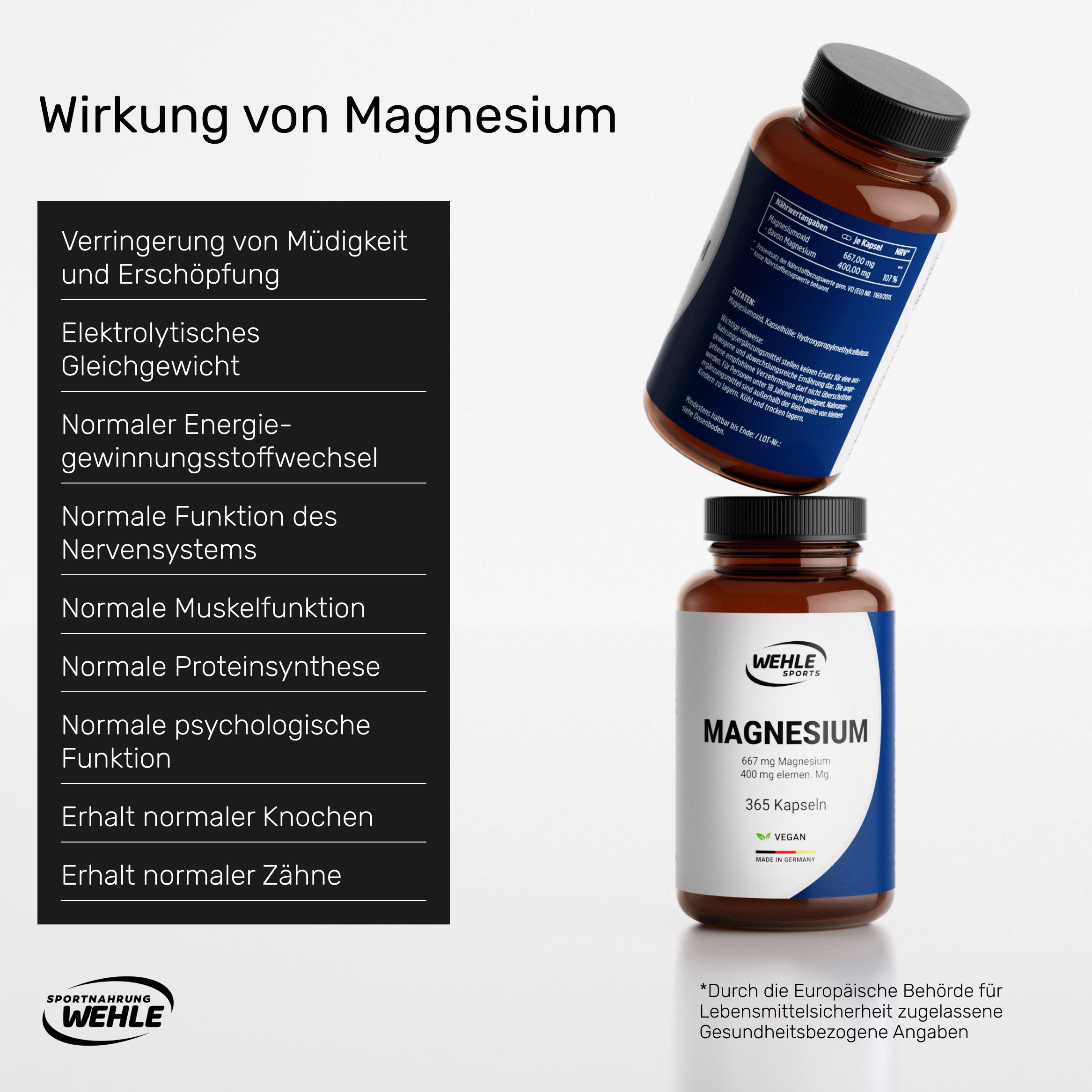 Magnesium 400mg Kapseln hochdosiert 667mg je Kapsel - 365 Kapseln
