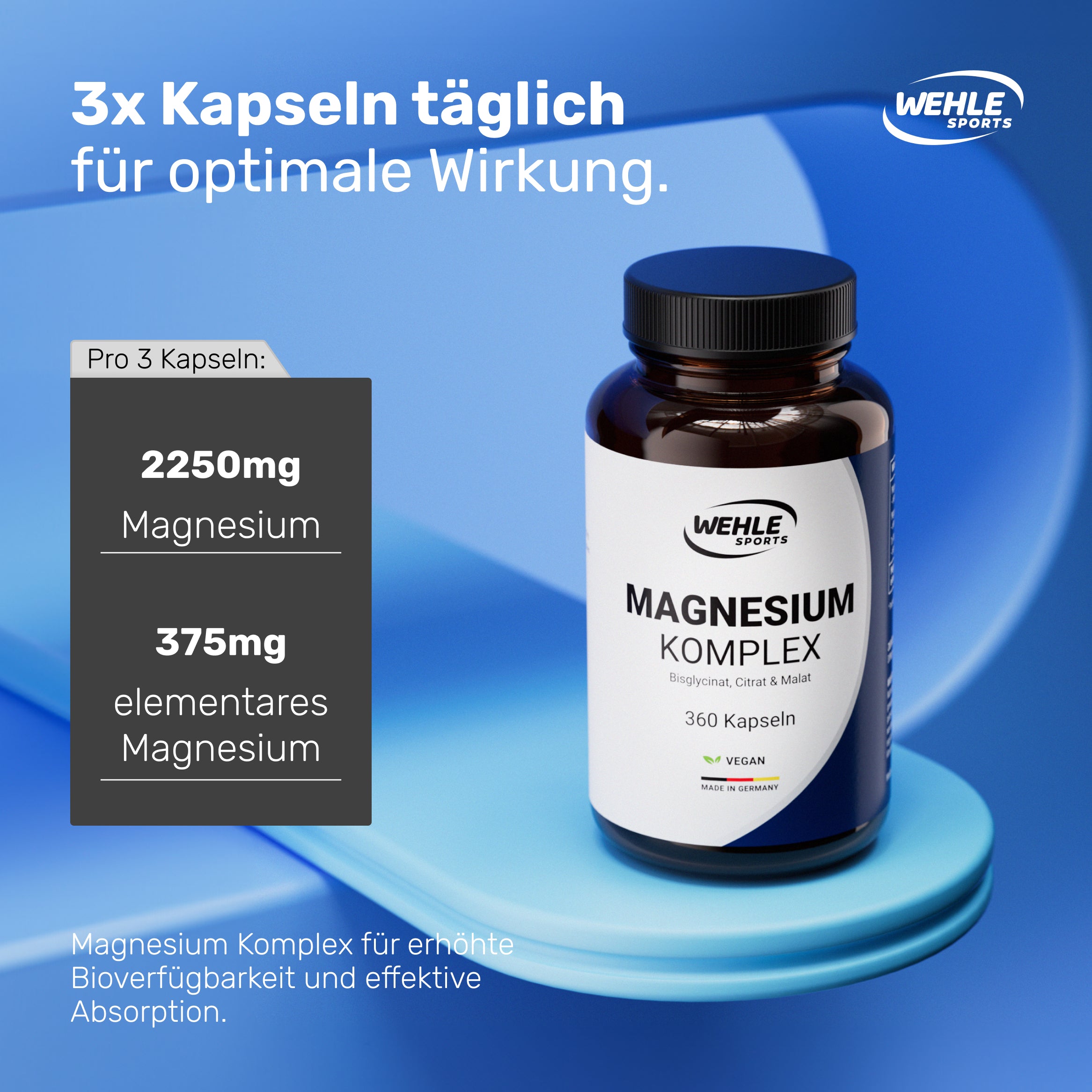 Magnesium Komplex hochdosiert mit Bisglycinat, Malat, Citrat