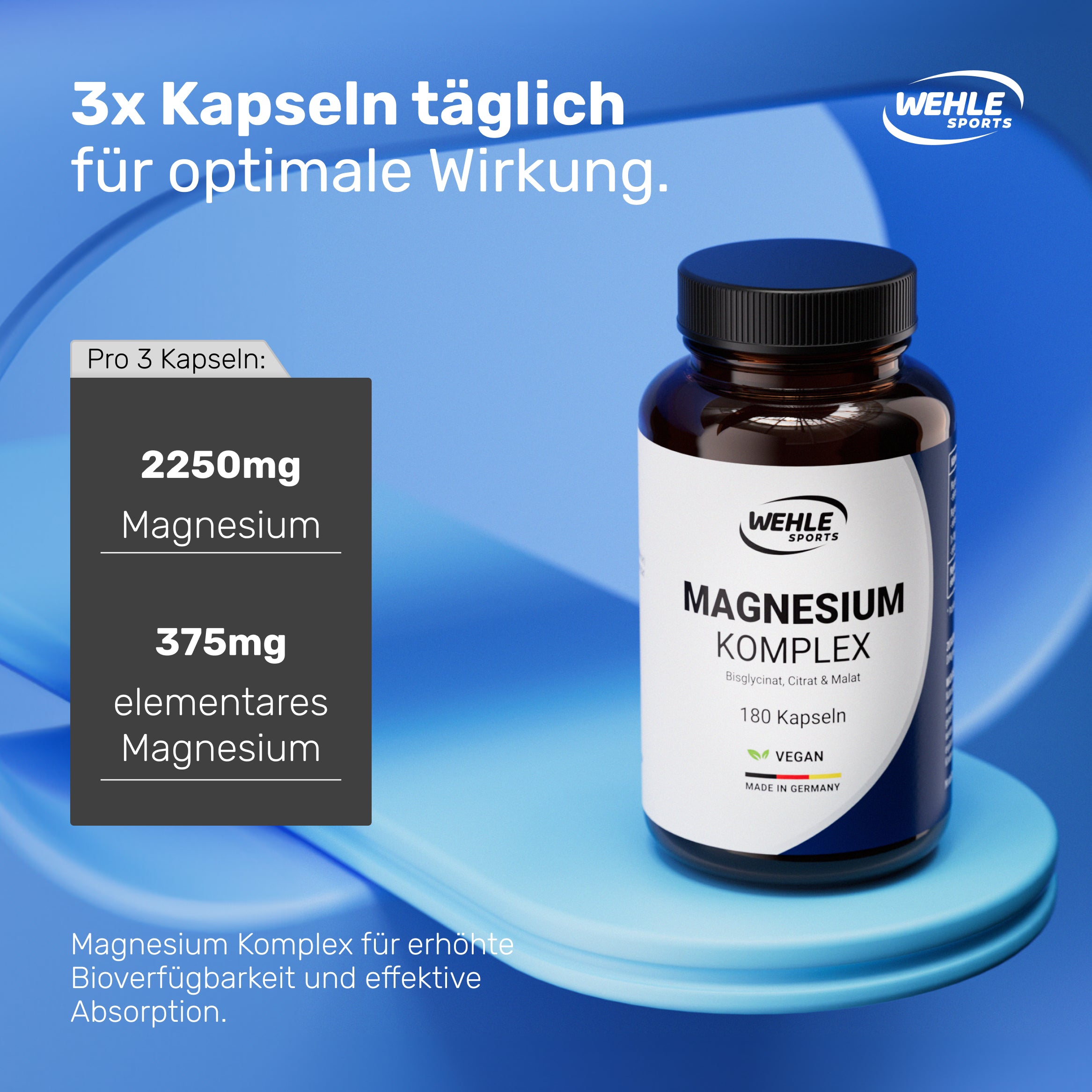 Magnesium Komplex hochdosiert mit Bisglycinat, Malat, Citrat