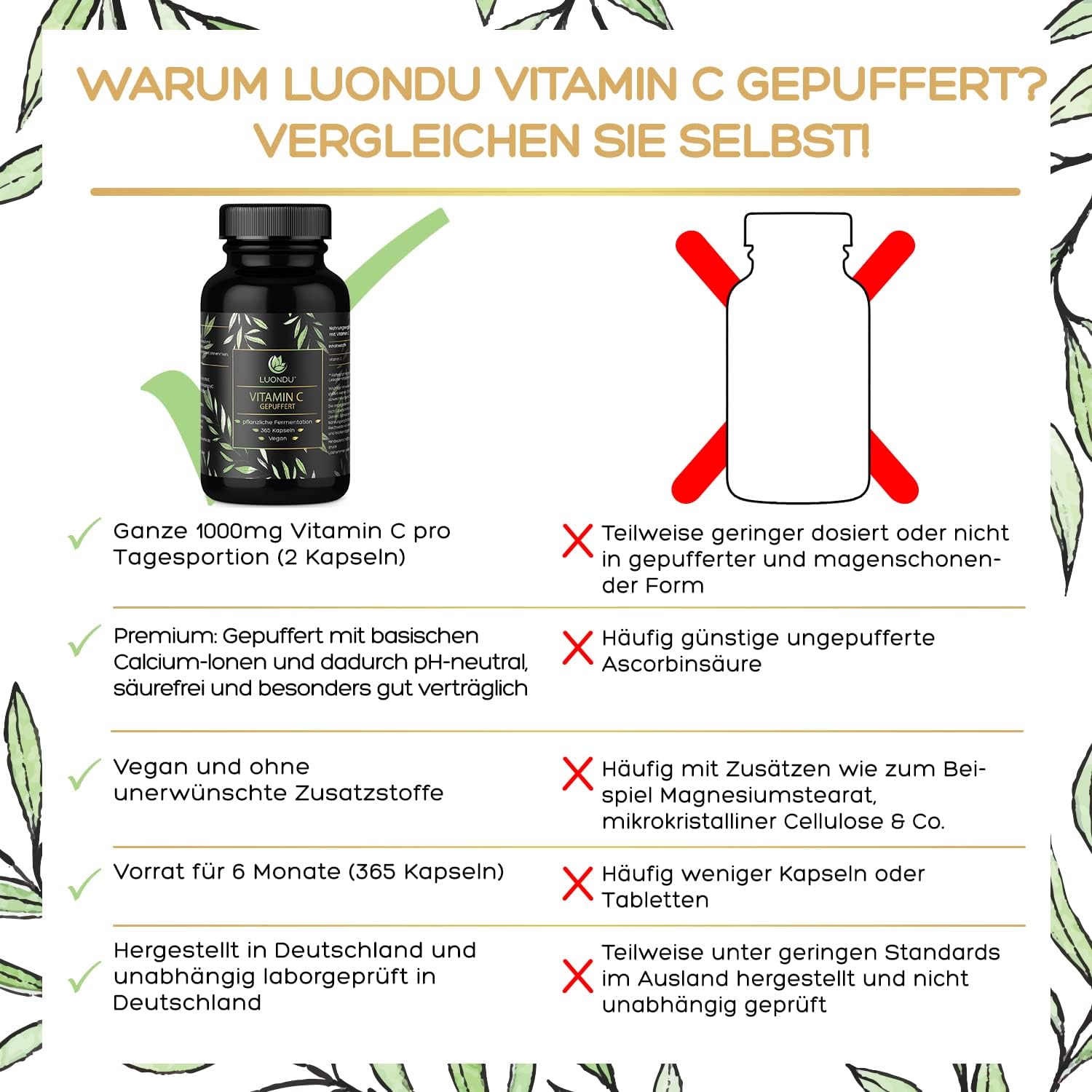 Luondu Vitamin C - 365 Kapseln