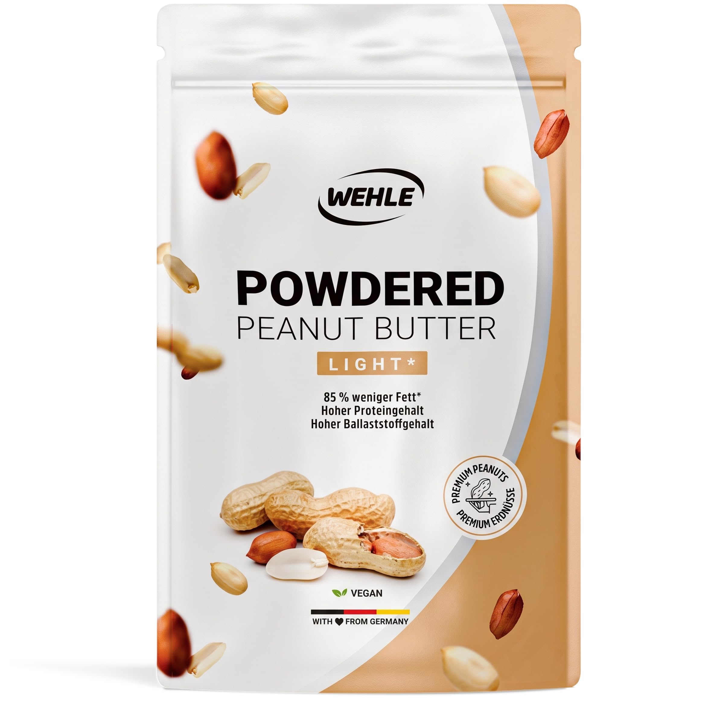 Erdnussbutter light Pulver 1 kg / 1000 g - Powdered Peanut Butter 85% weniger Fett, ohne Zucker I Pe