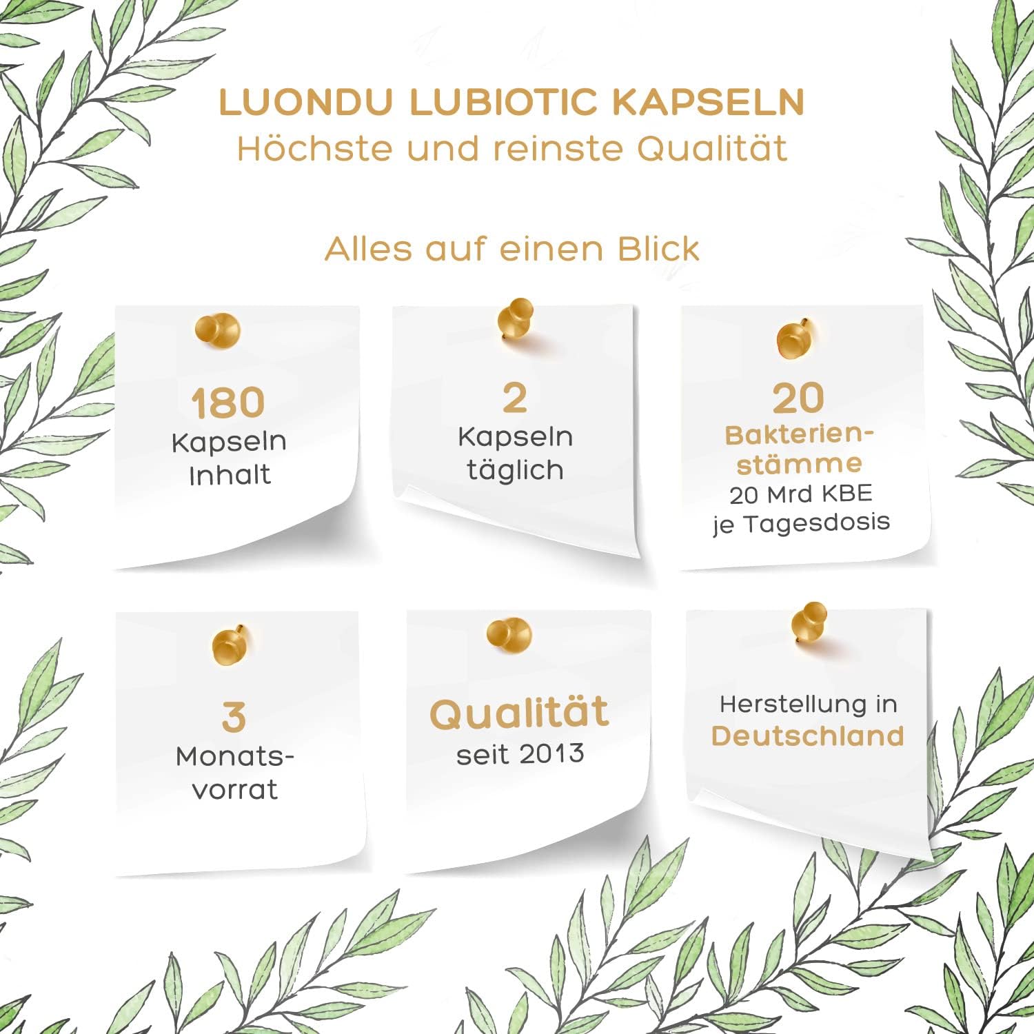 Luondu Lubiotic Probiotika Darmflora Kulturen - 180 Kapseln