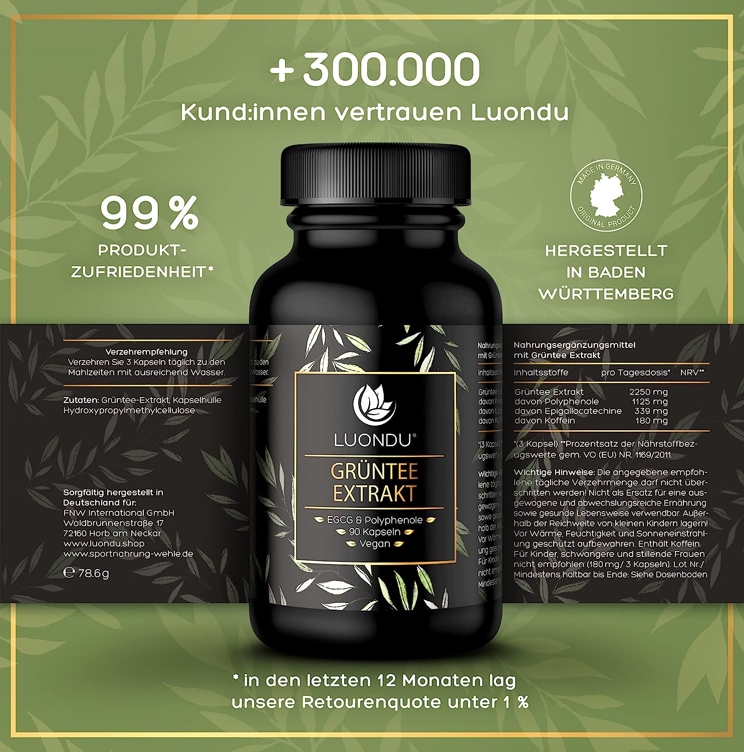 Luondu Grüntee Extrakt Green Tea Kapseln