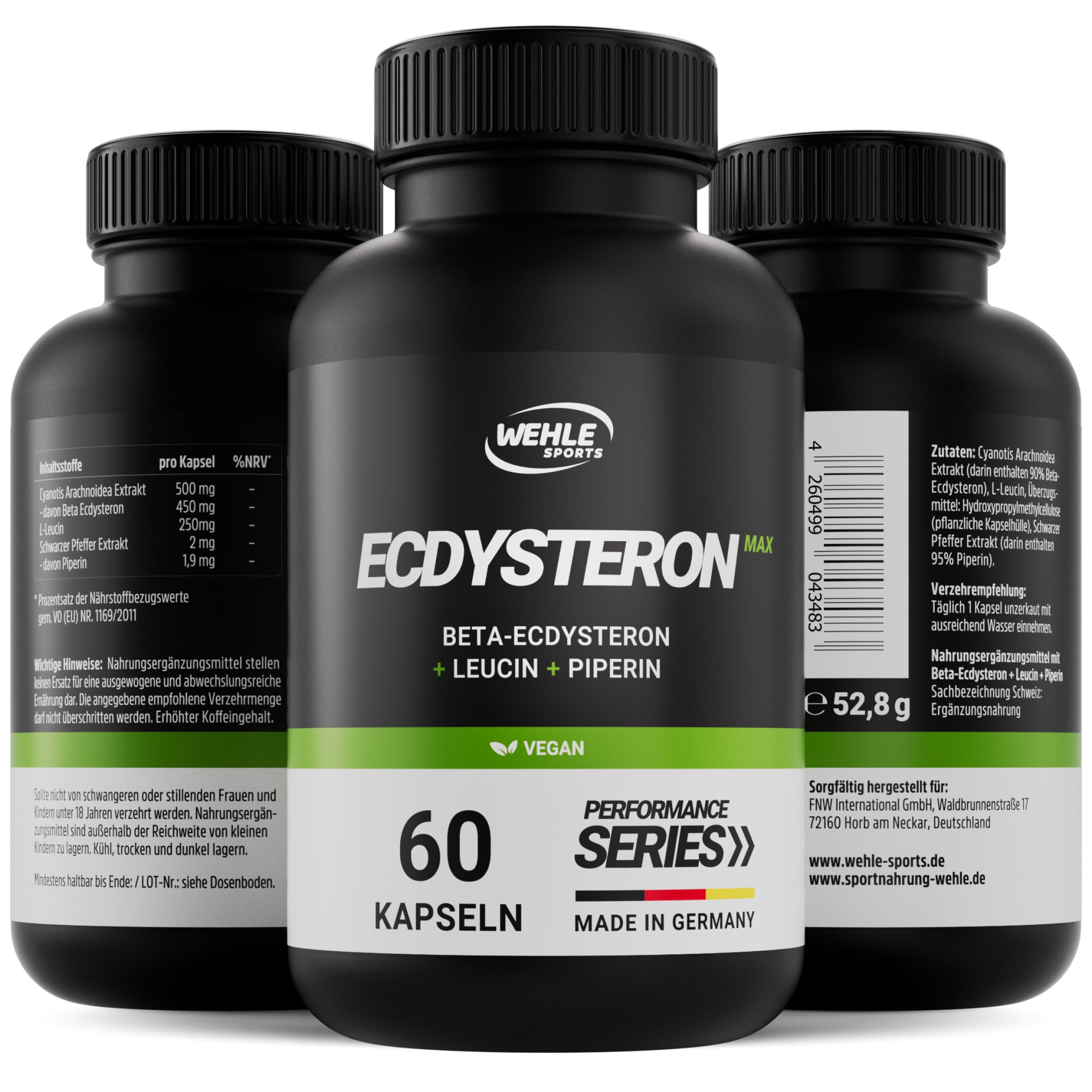 Wehle Ecdysteron Max T-Booster + Leucin + Piperin a 760mg - 60 Kapseln
