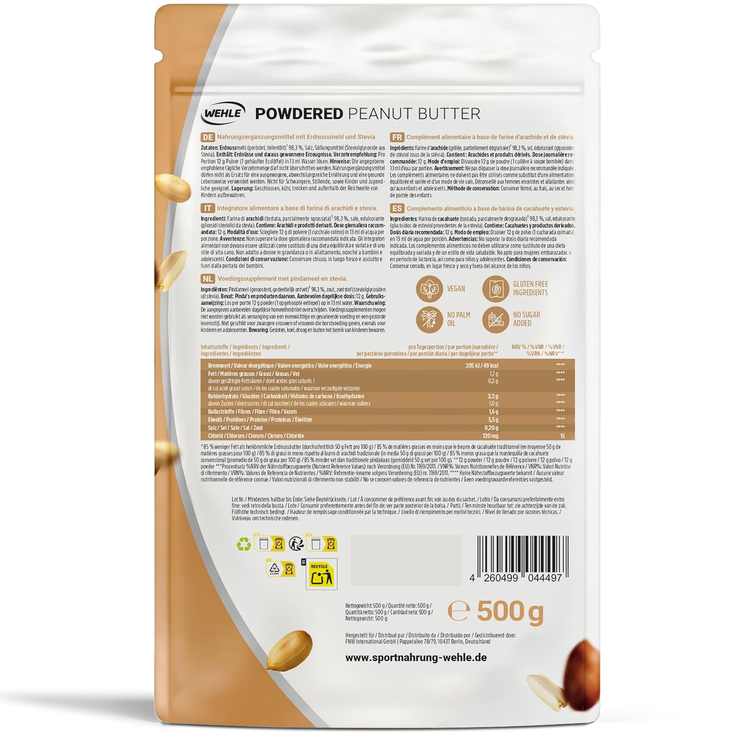 Erdnussbutter Pulver Powdered Peanut Butter light - 500g