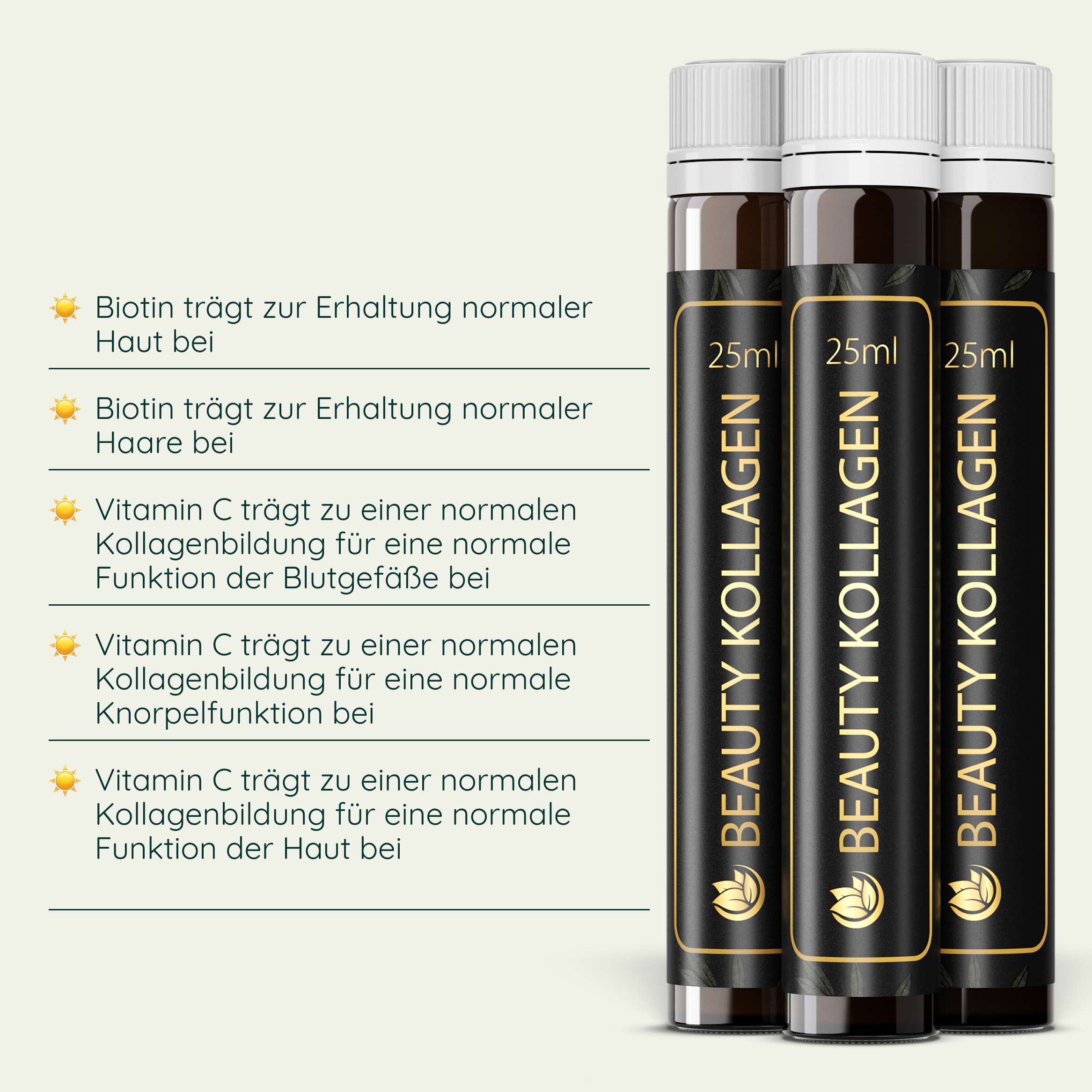 Luondu Beauty Kollagen - 30 Trinkampullen Kollagen-Pepide, Hyaluron, Biotin+Kupfer