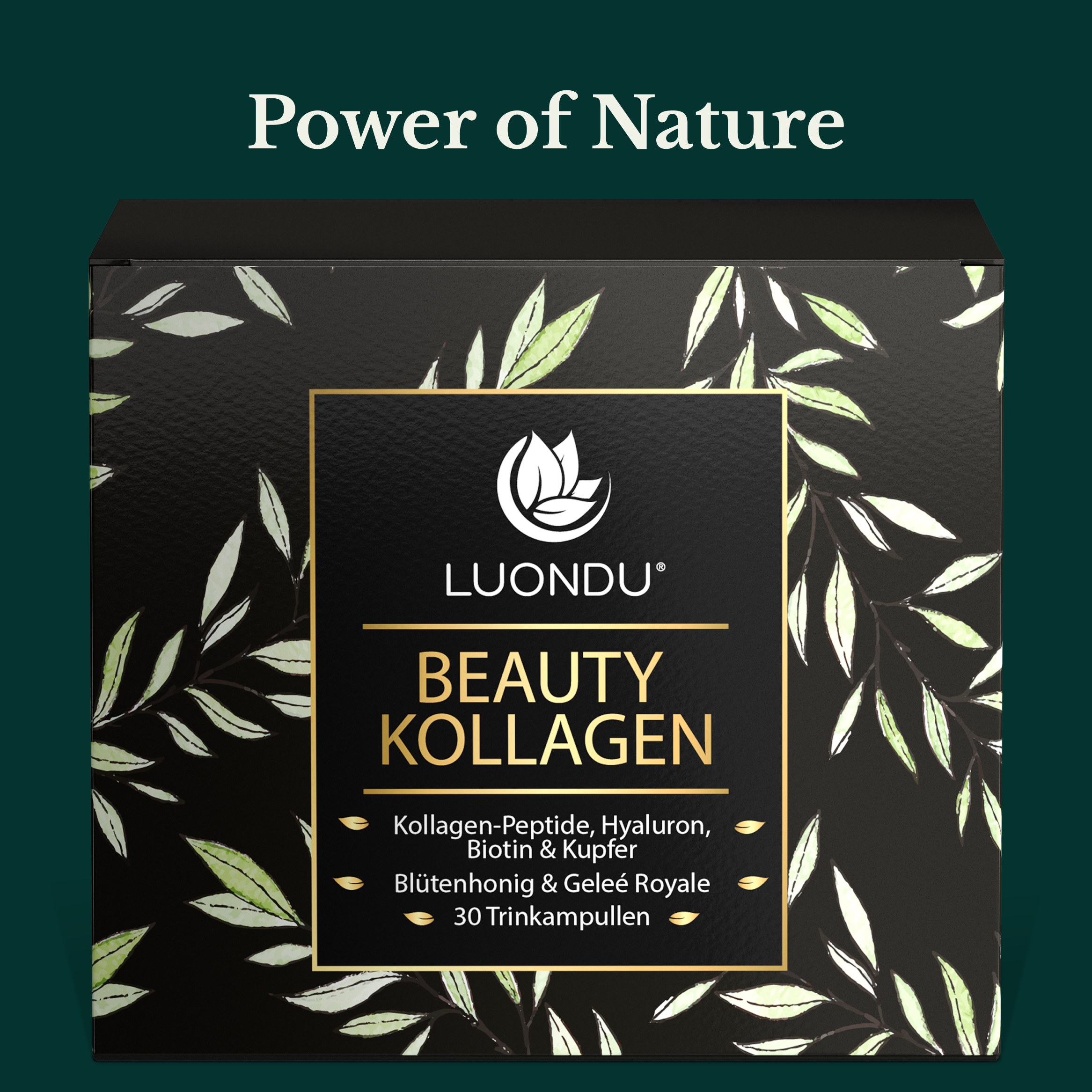 Luondu Beauty Kollagen - 30 Trinkampullen Kollagen-Pepide, Hyaluron, Biotin+Kupfer