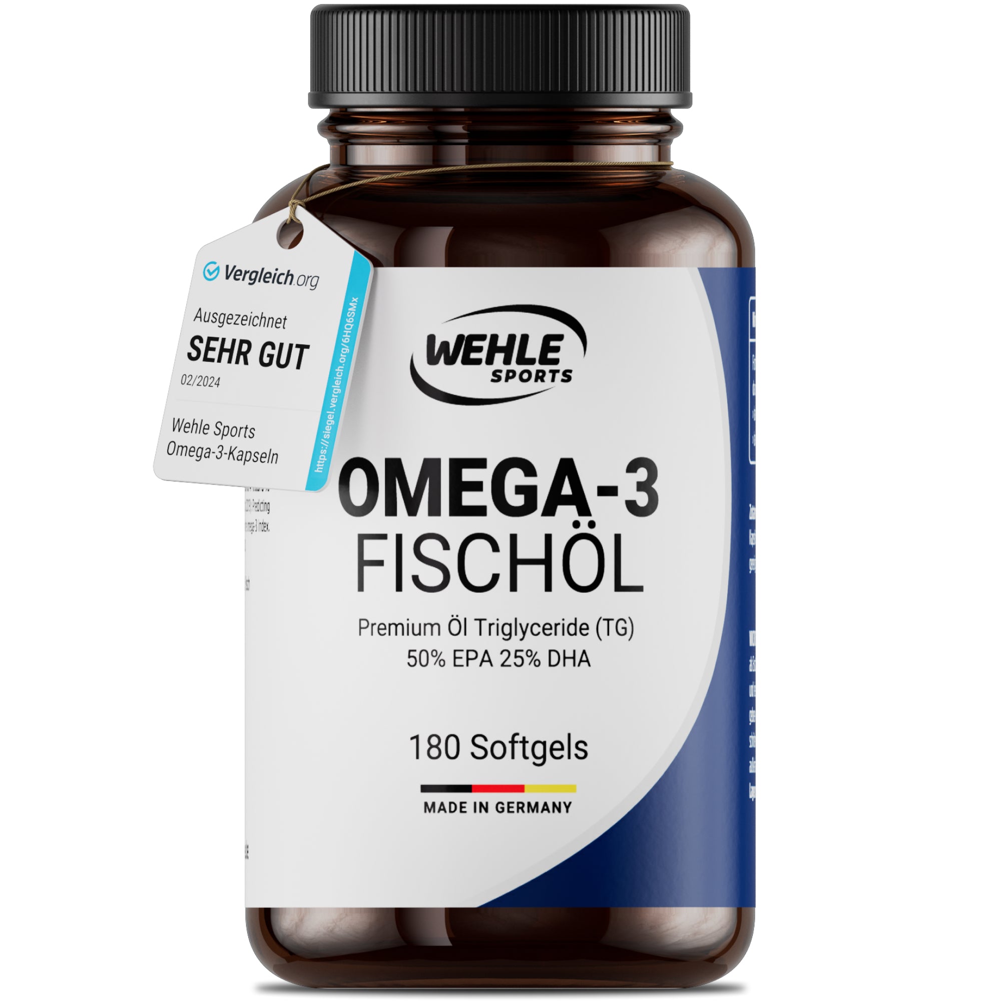Wehle Sports Omega 3 Fischöl Tryglyceride Fish Oil Softgel 500mg EPA 250mg