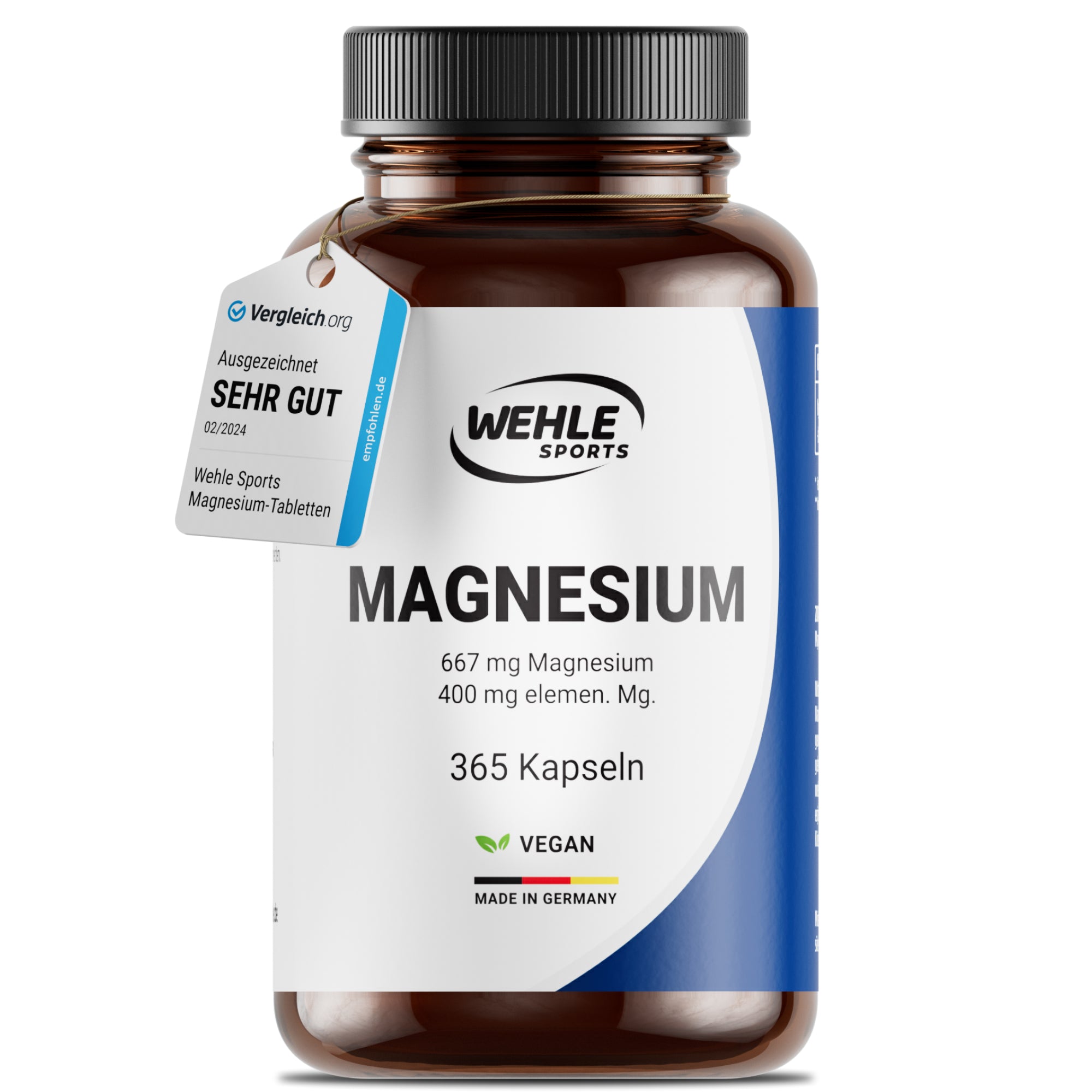 Magnesium 400mg Kapseln hochdosiert 667mg je Kapsel - 365 Kapseln