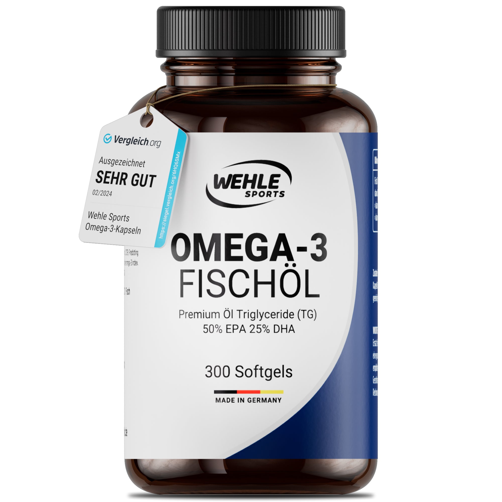 Wehle Sports Omega 3 Fischöl Tryglyceride Fish Oil Softgel 500mg EPA 250mg
