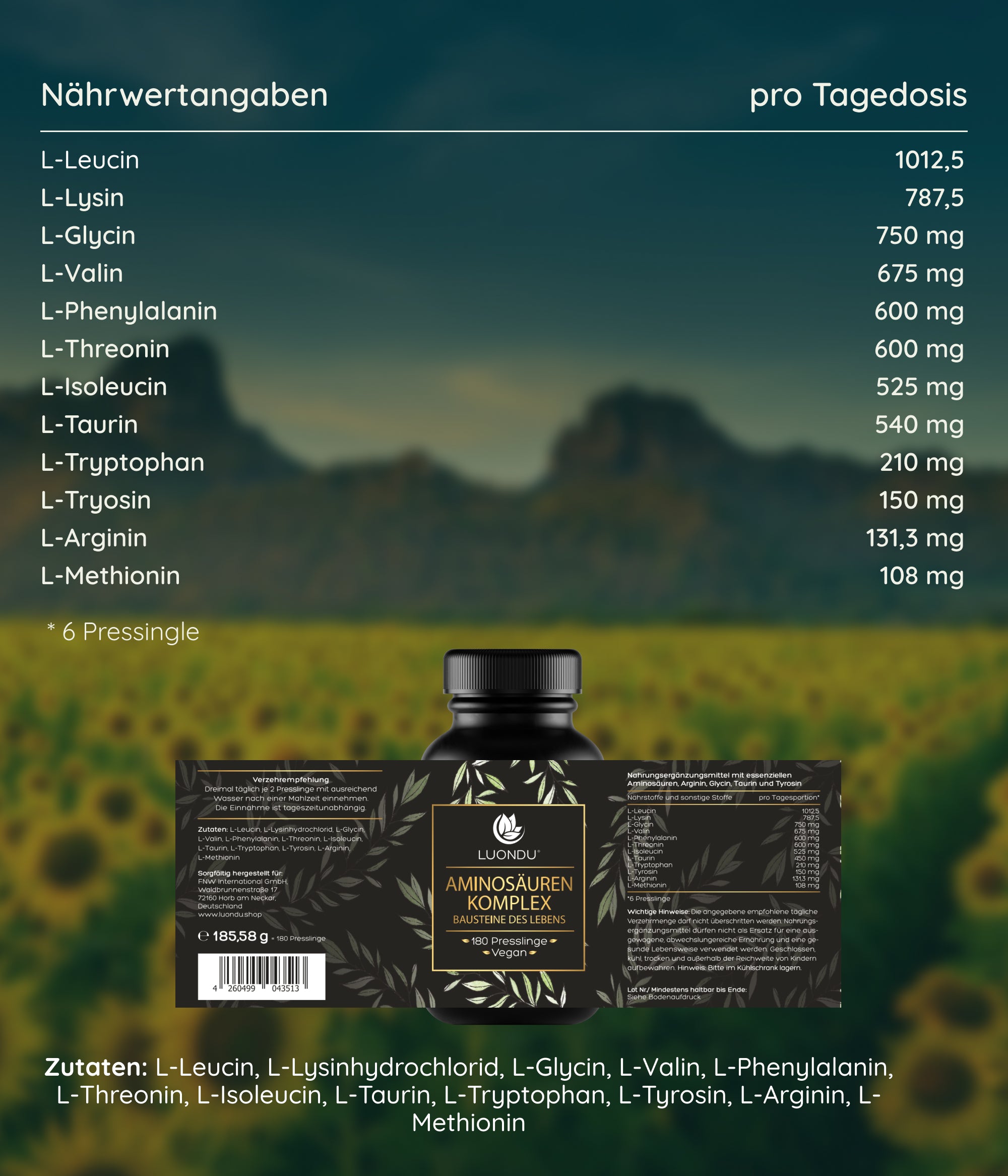Luondu Aminosäuren Komplex - 180 Presslinge