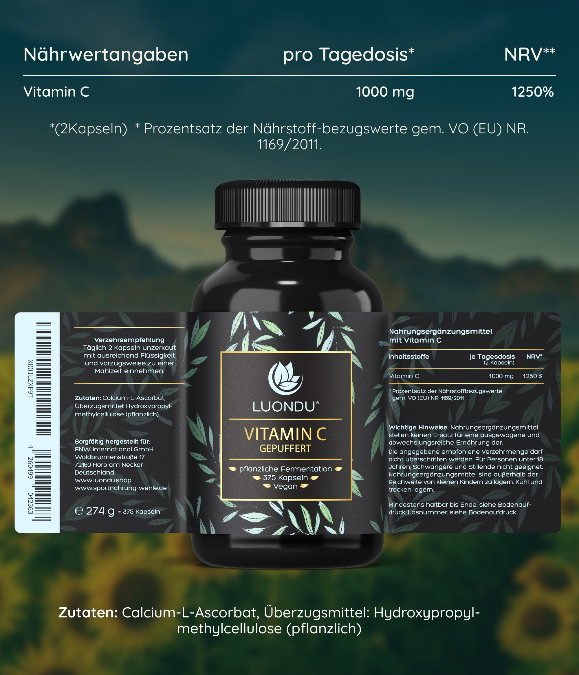 Luondu Vitamin C 500 - 365 Kapseln
