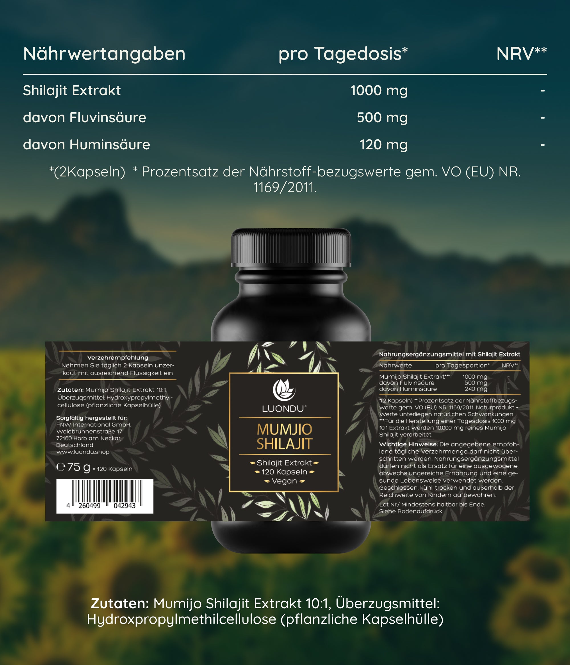Luondu Mumijo Shilajit Original - 120 Kapseln