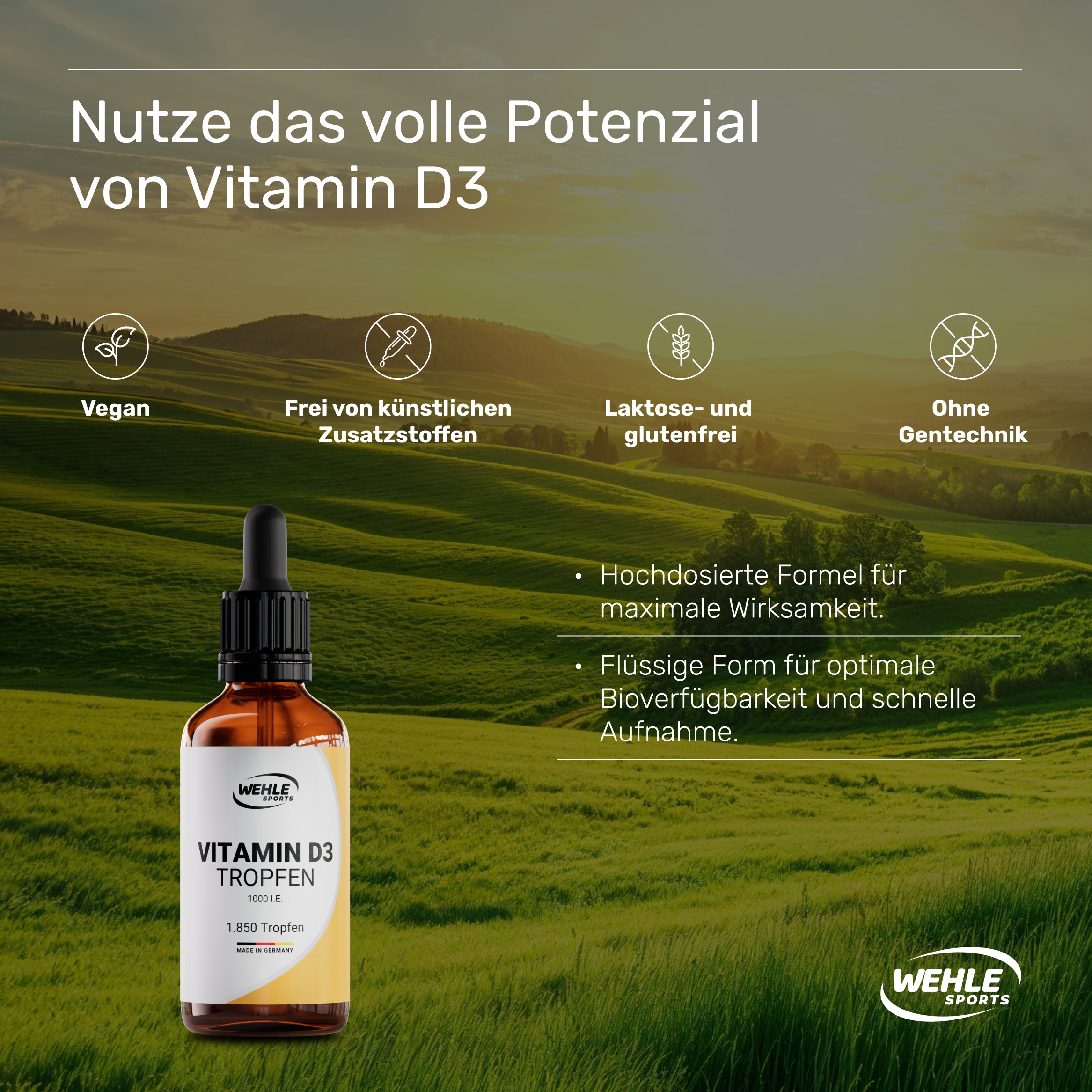Vitamin D3 Tropfen 1000 I.E. pro Tropfen - 1850 Tropfen (50ml)