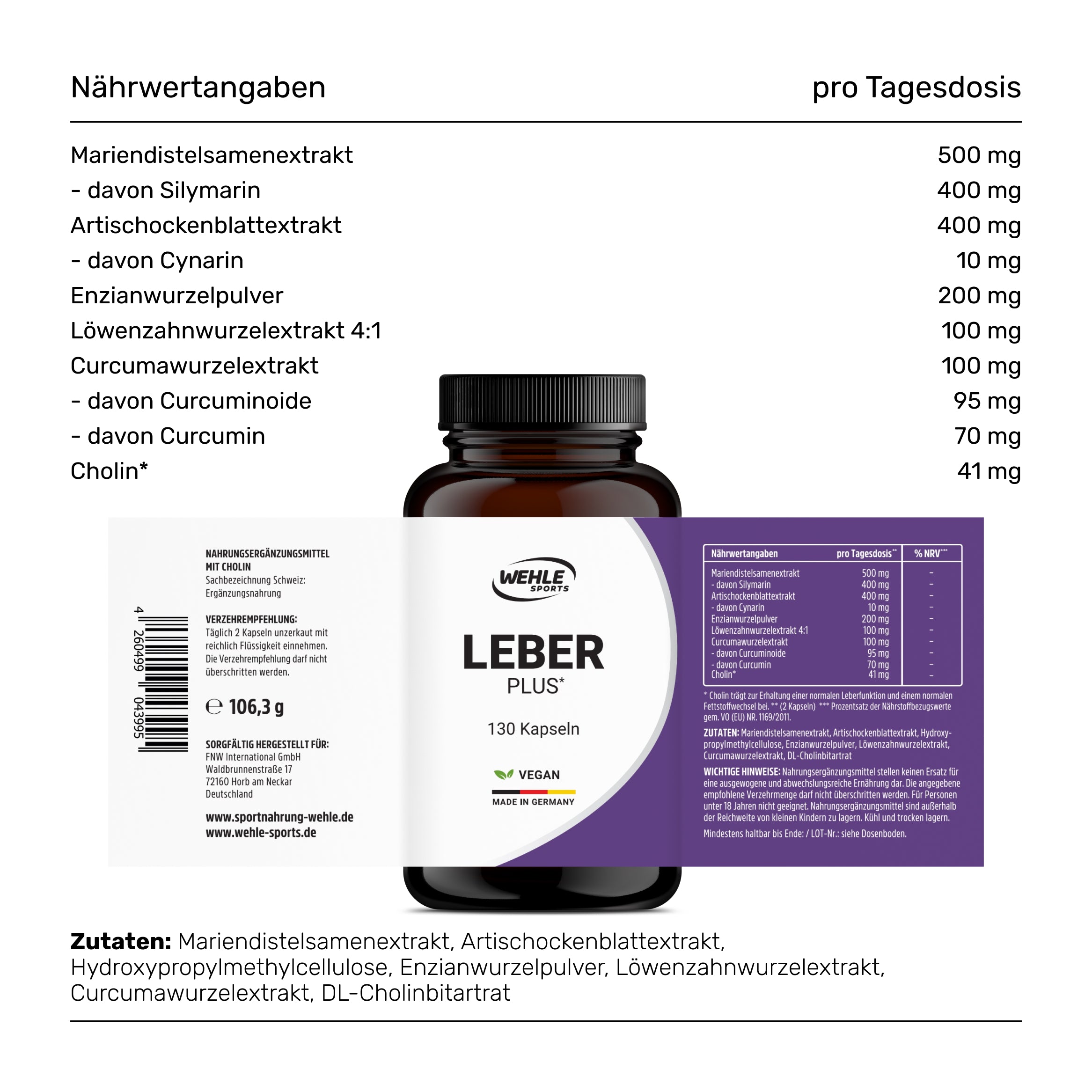 Wehle Leber Komplex mit Mariendistel - 130 Kapseln