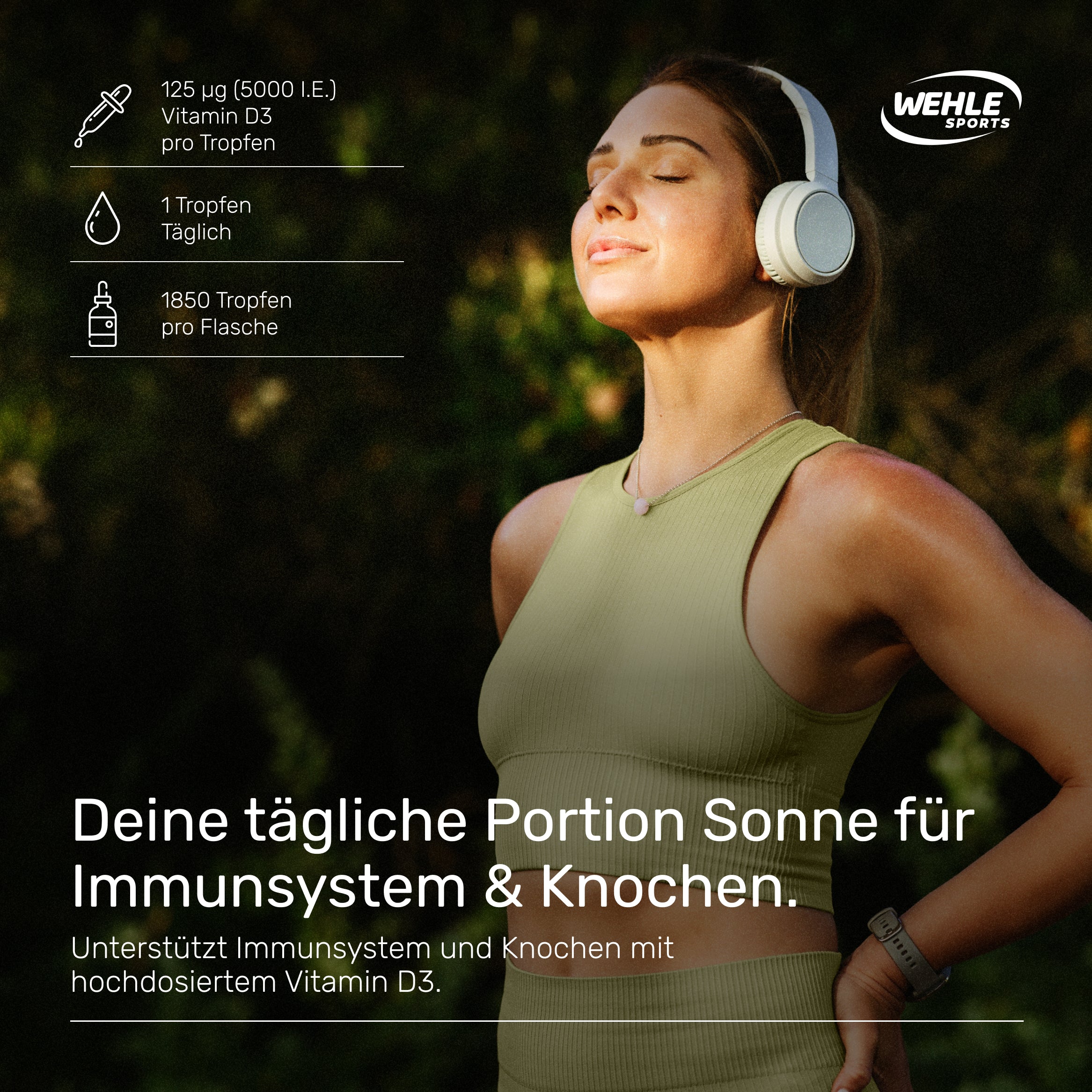 Wehle Sports Vitamin D3 5000 IE pro Tropfen hochdosiert - 50ml