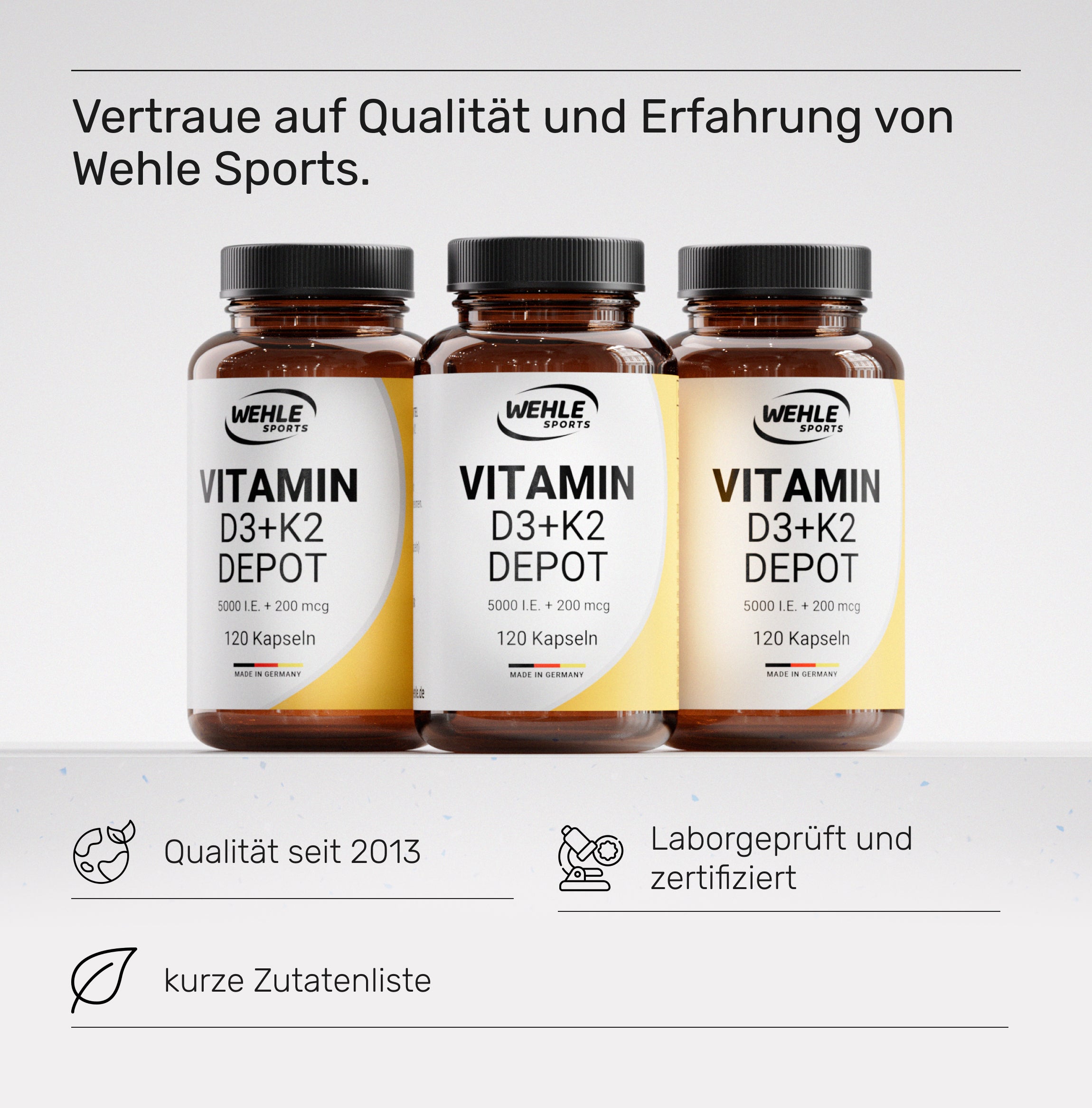 Wehle Sports Vitamin D3 5000 I.E + Vitamin K2 200mcg