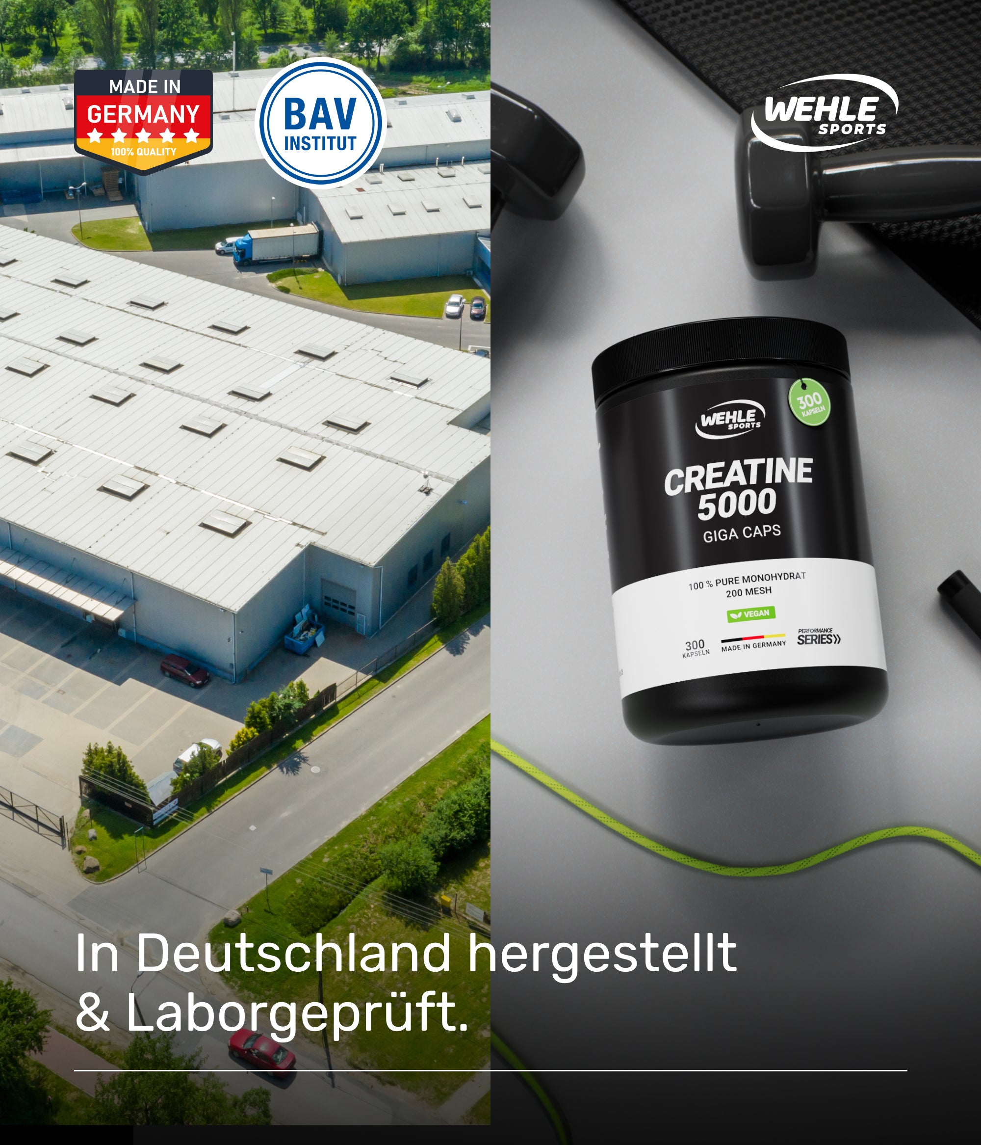 Wehle Sports Creatine Monohydrat Giga Caps - 300 Kreatin Kapseln