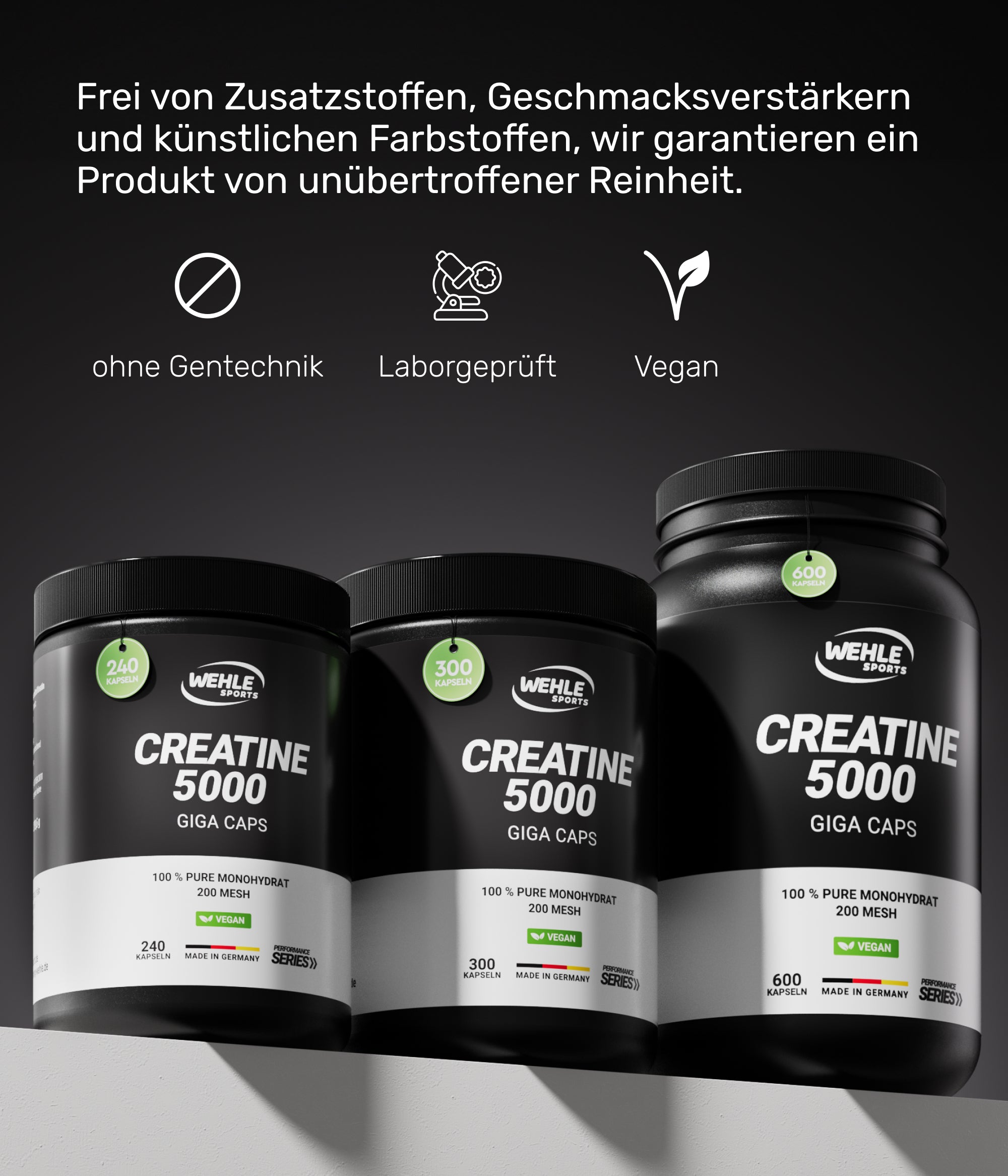 Wehle Sports Creatine Monohydrat Giga Caps - 300 Kreatin Kapseln