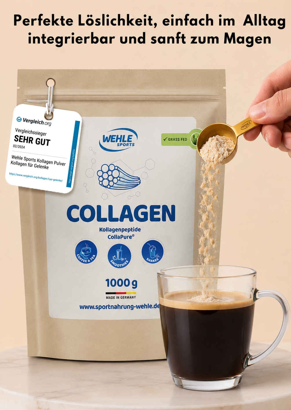 Kollagen Pulver – Wehle Collagen Matrix 360° mit Kollagen Typ I, II & III