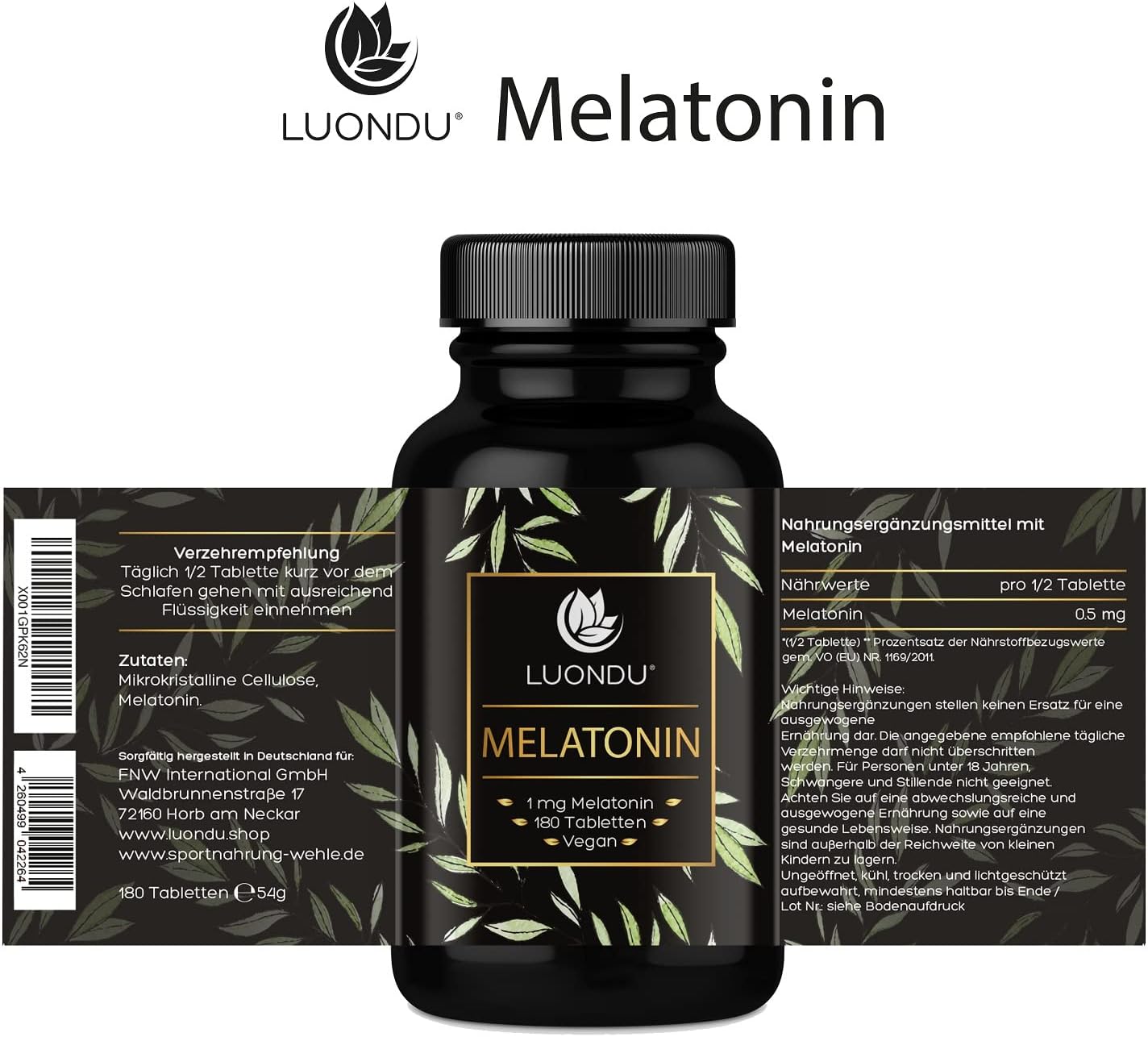 Melatonin 180 Tabletten MHD: 12/26
