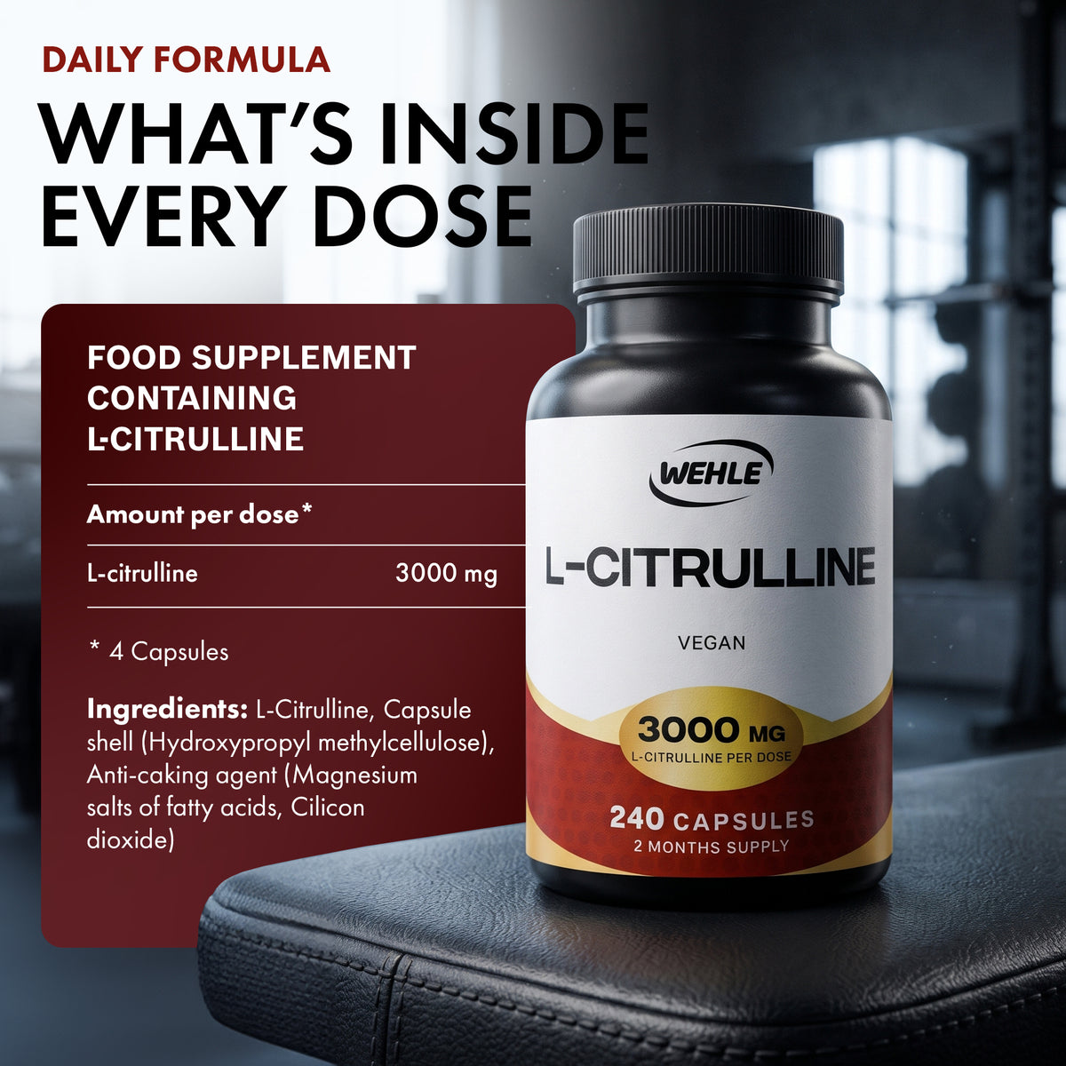 L Citrulline Capsules 3000mg, 240 Vegan Capsules, 2 Month Supply - Alternative to L-Citrulline Powder | No Measuring or Mixing