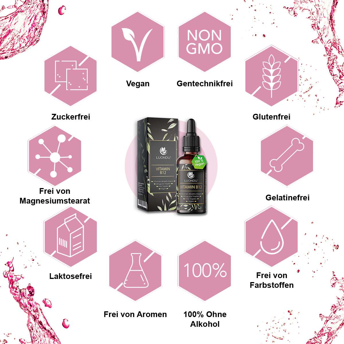 Luondu Vitamin B12 Tropfen flüssig 200µg pro Tropfen - 50ML