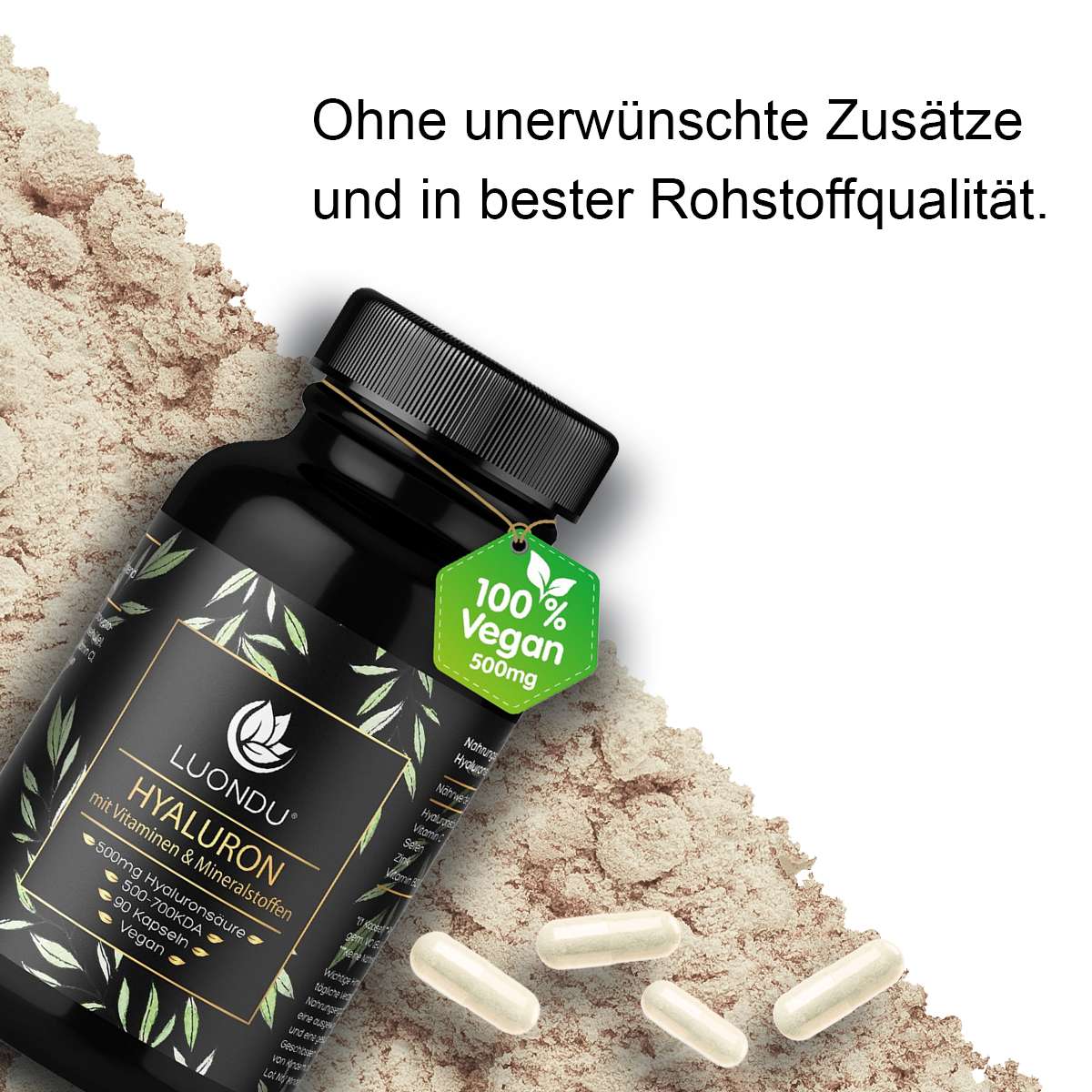 Luondu Hyaluronsäure 500mg Vitaminen & Mineralstoffen - 90 Kapseln