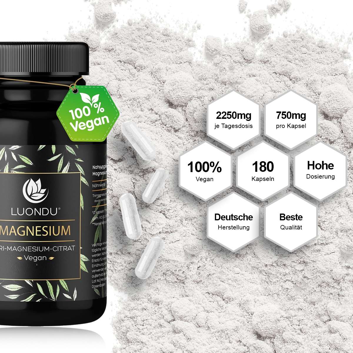 Luondu Magnesiumcitrat - 375 Kapseln