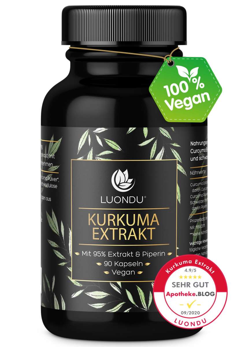 Luondu Curcuma Extrakt Kurkuma Pulver + Piperin - 90 Kapseln