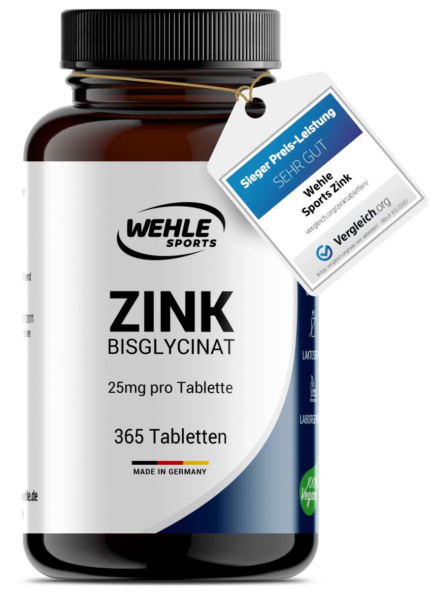 Wehle Sports Zink Tabletten Zink-Bisglycinat (Zink Chelat) - 365 Stück