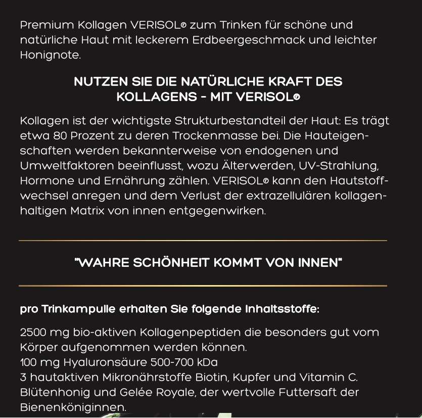 Luondu Beauty Kollagen - 30 Trinkampullen Kollagen-Pepide, Hyaluron, Biotin+Kupfer