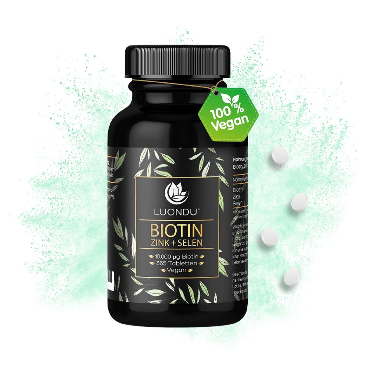 Luondu Biotin hochdosiert 10.000 mcg + Selen + Zink - 365 Tabletten