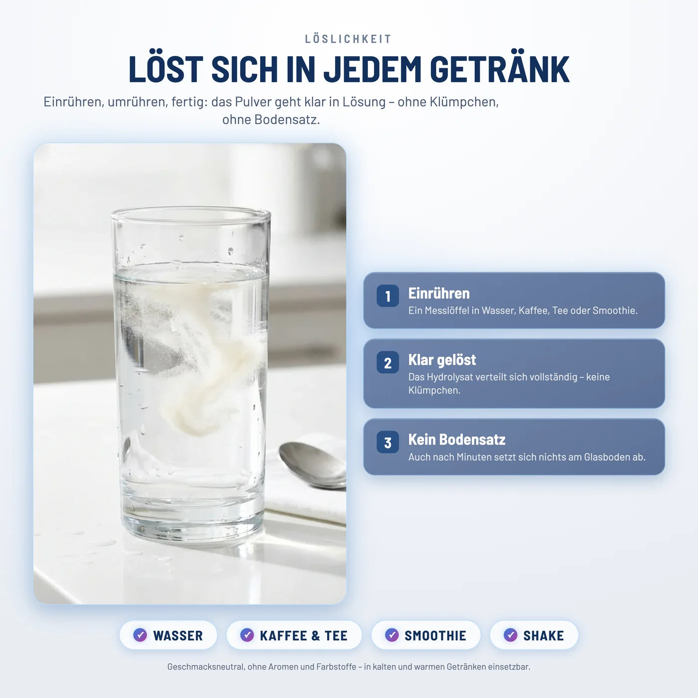 Es löst sich in Sekundenschnelle auf. Sie werden es nicht schmecken. Sie werden nicht einmal merken, dass es da ist.