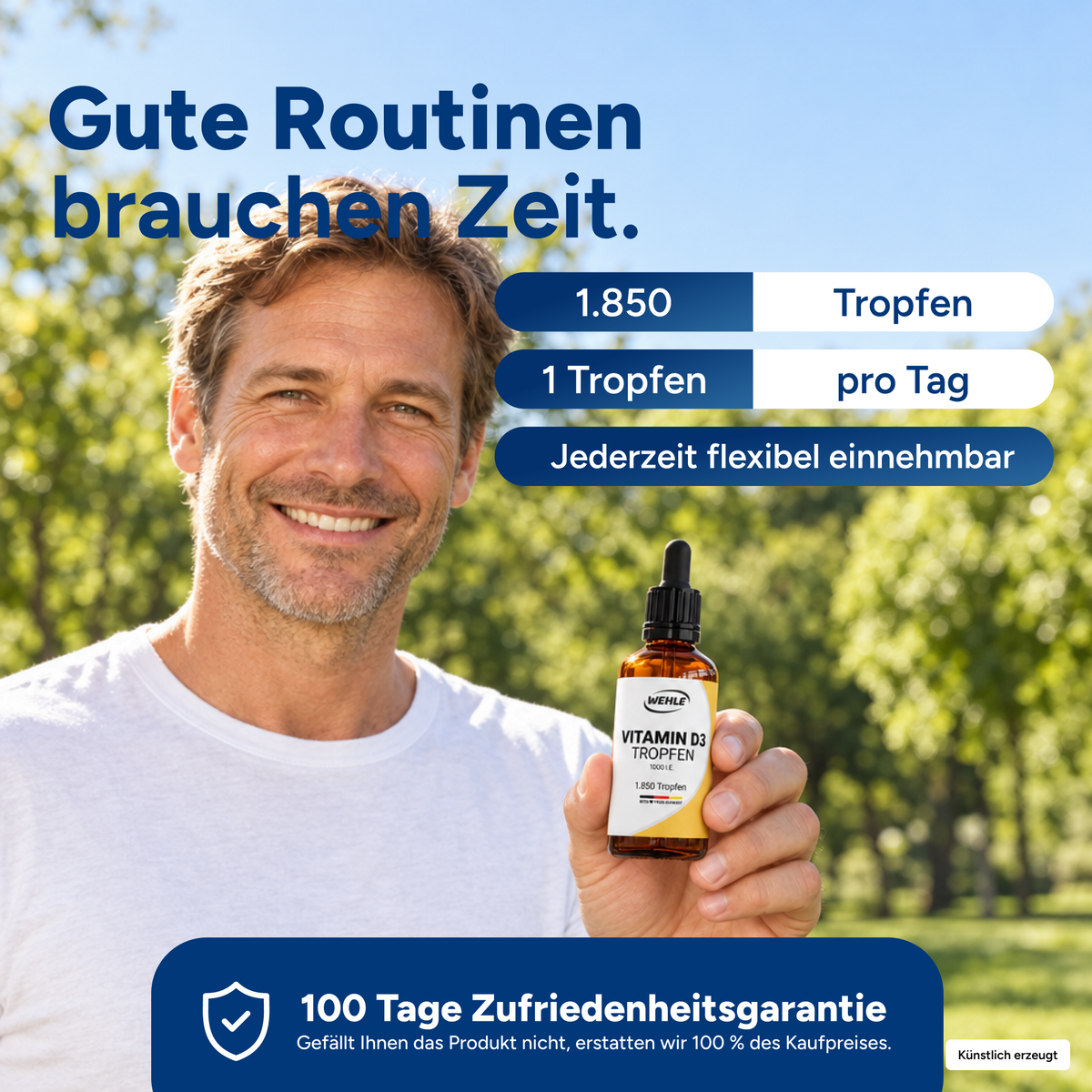 Vitamin D3 Tropfen 1000 I.E. pro Tropfen - 1850 Tropfen (50ml)
