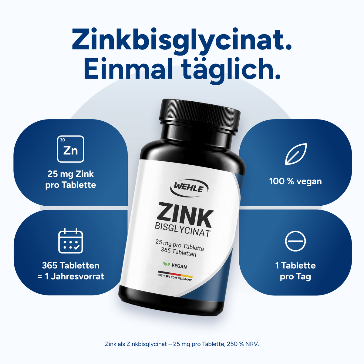 Zink Tabletten Zink-Bisglycinat (Zink Chelat) - 365 Stück