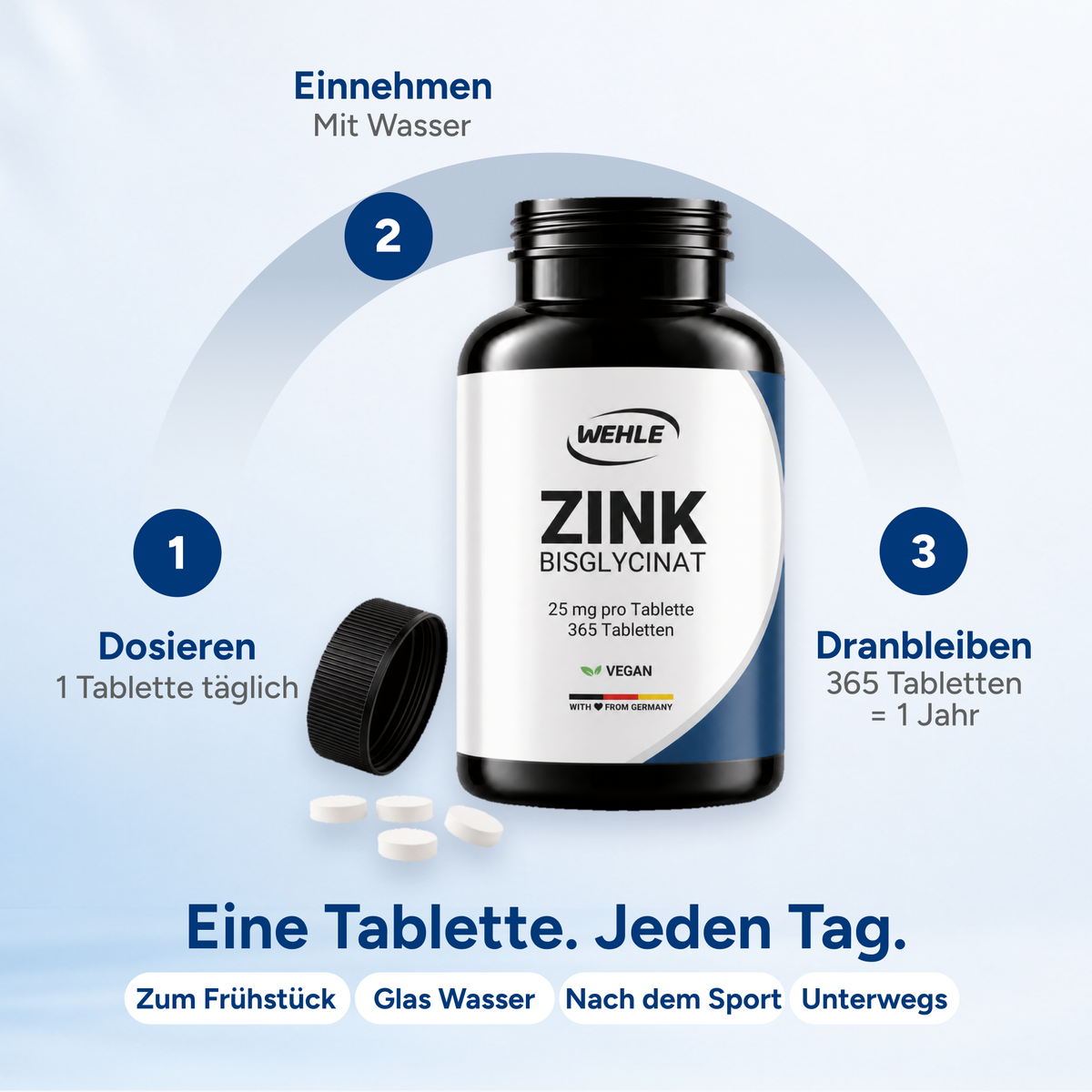 Zink Tabletten Zink-Bisglycinat (Zink Chelat) - 365 Stück