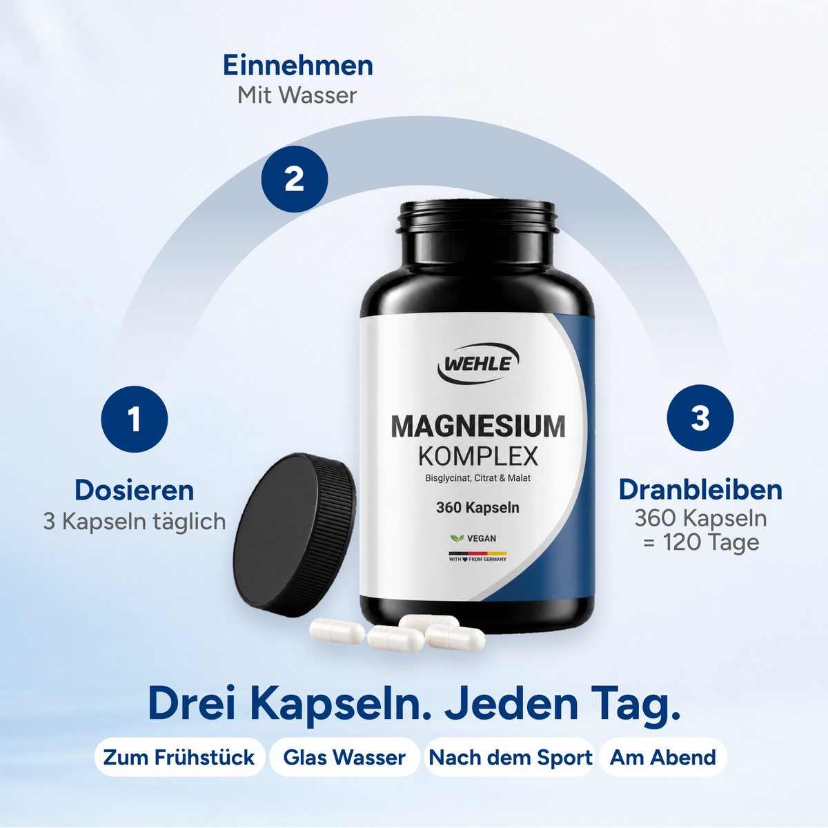 Magnesium Komplex hochdosiert mit Bisglycinat, Malat, Citrat