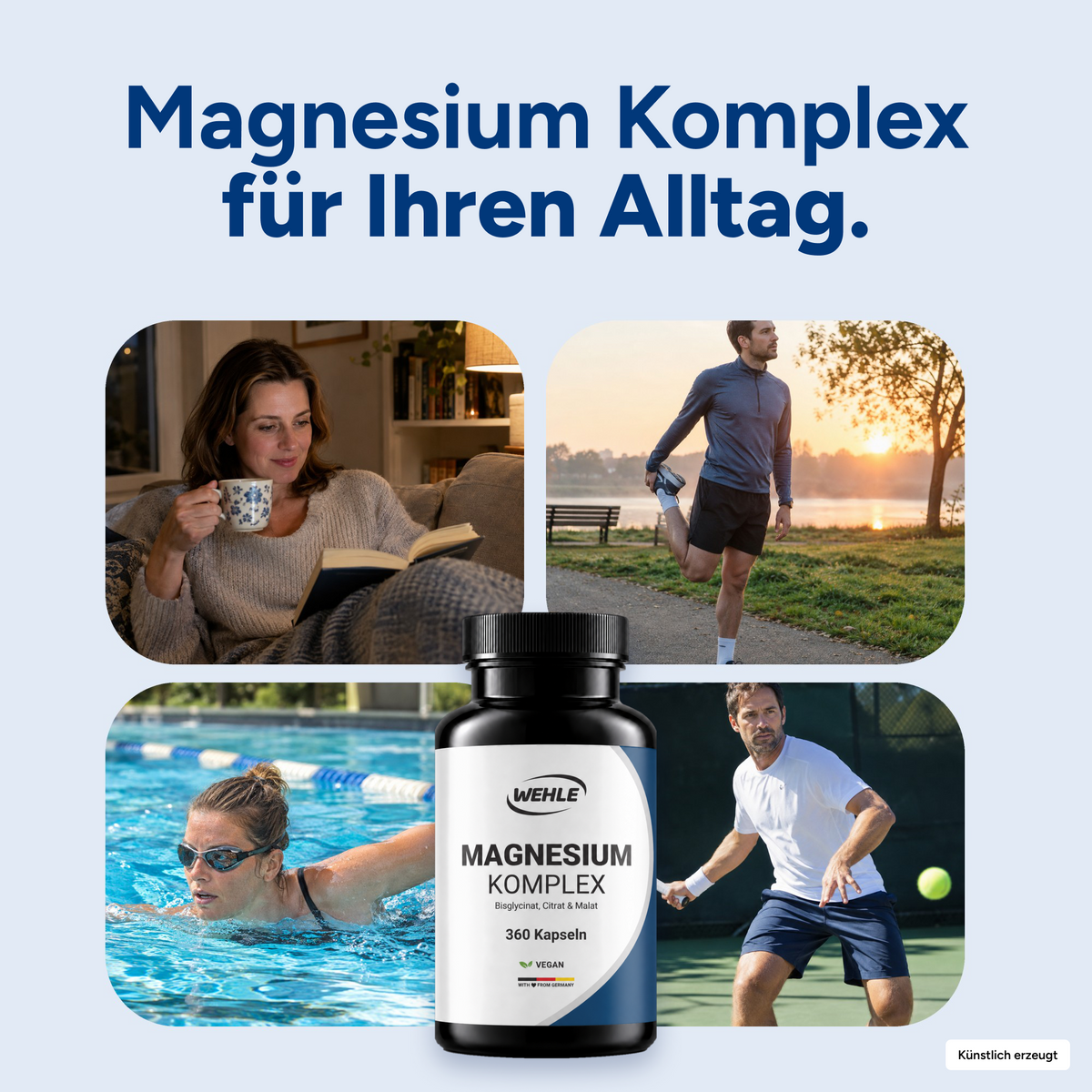 Magnesium Komplex hochdosiert mit Bisglycinat, Malat, Citrat