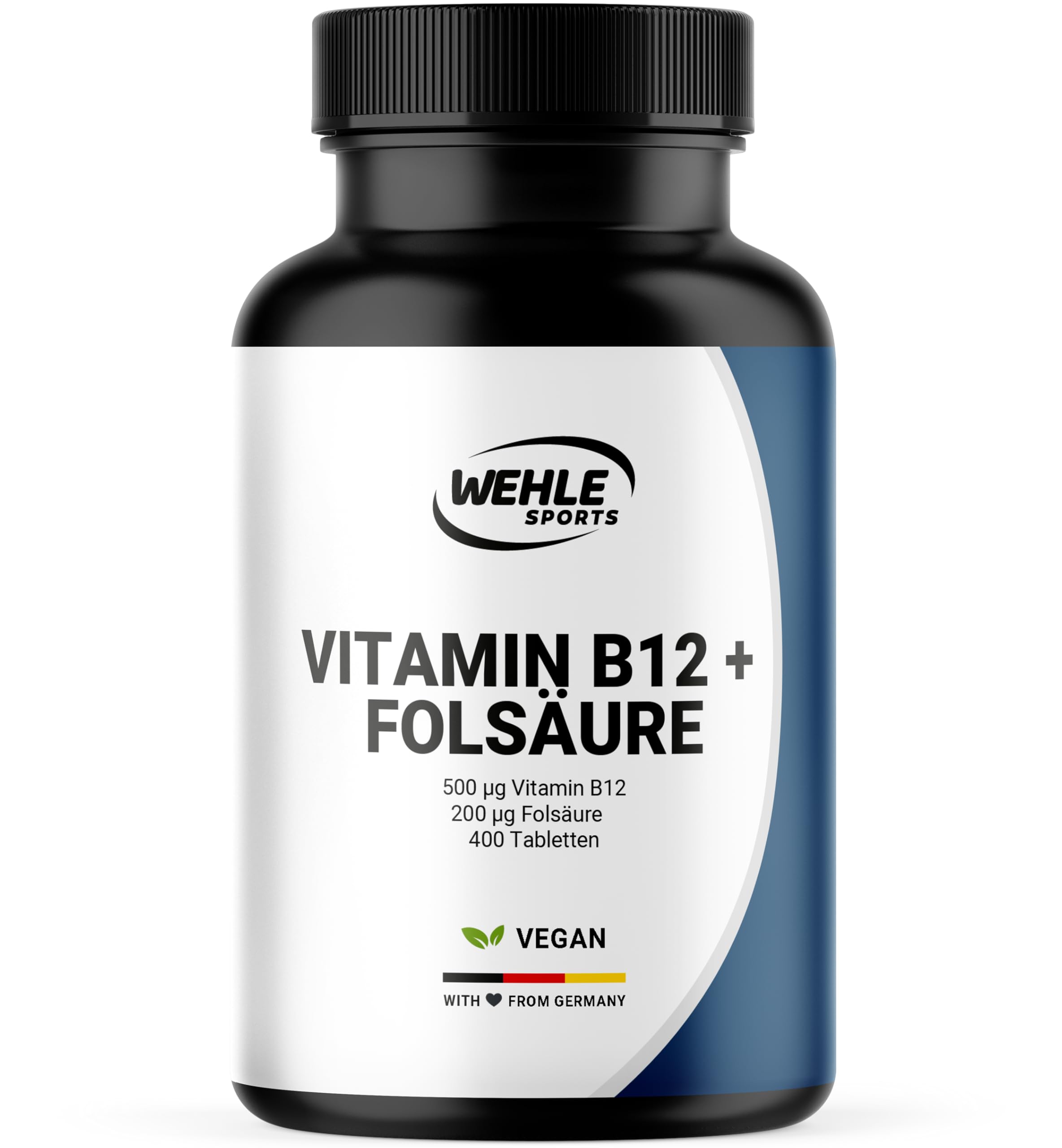 Vitamin B12 hochdosiert - 400 Tabletten mit 500µg Vit B12 + 200µg Folsäure - zertifiziert Laborgeprü