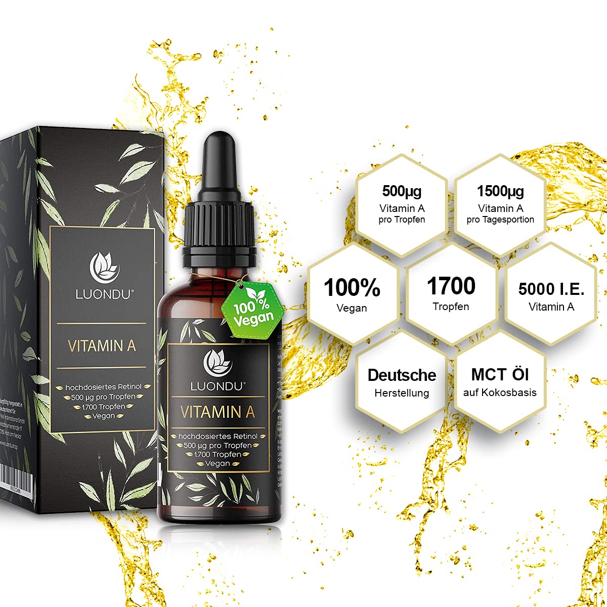 Luondu Vitamin A Tropfen hochdosiert 5000 I.E 1500µg pro Tagesdosis 50ml (1700 T Bild 5