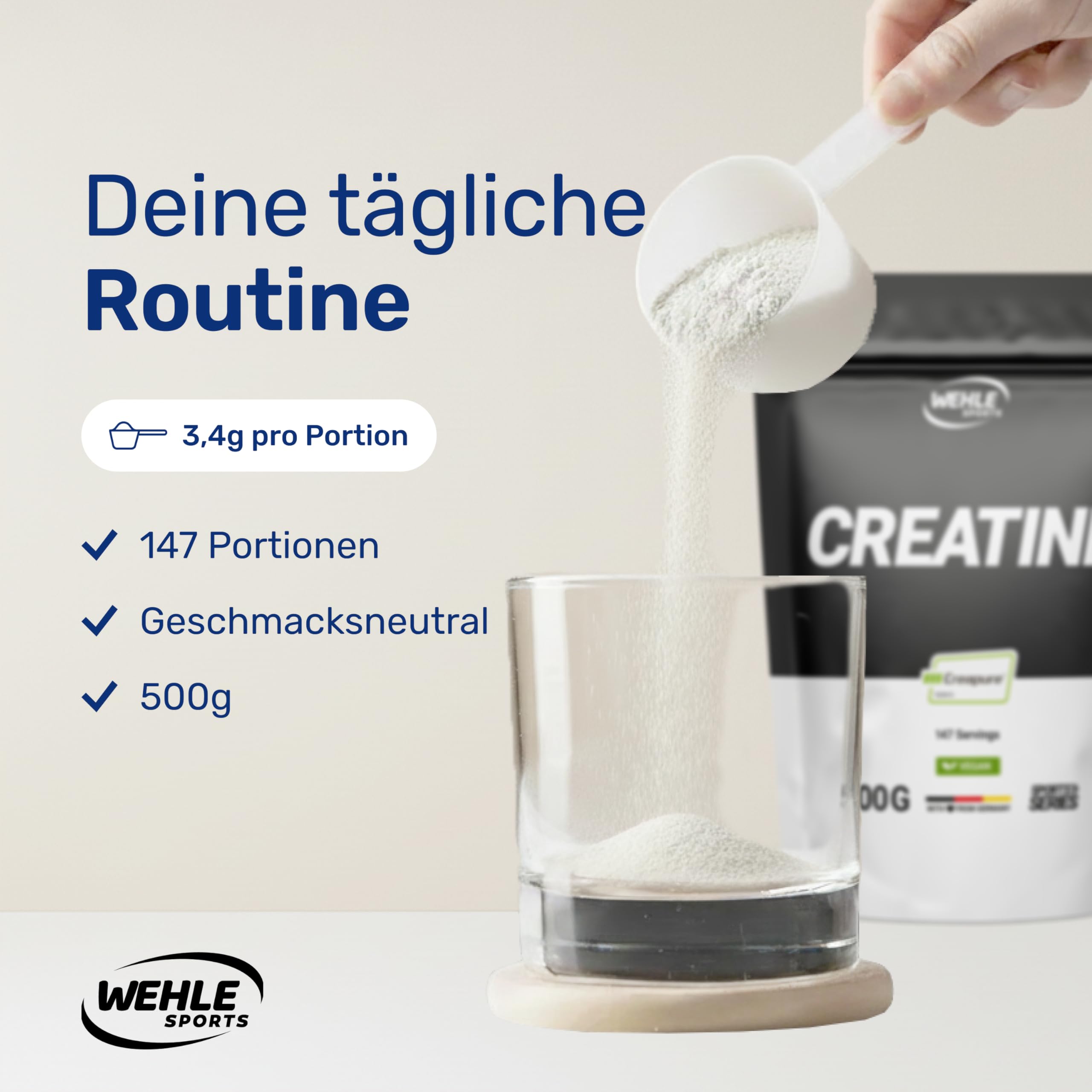 Creapure® Creatine Monohydrat Pulver 500g - Kreatin Monohydrat - Hochdosiert - V Bild 3
