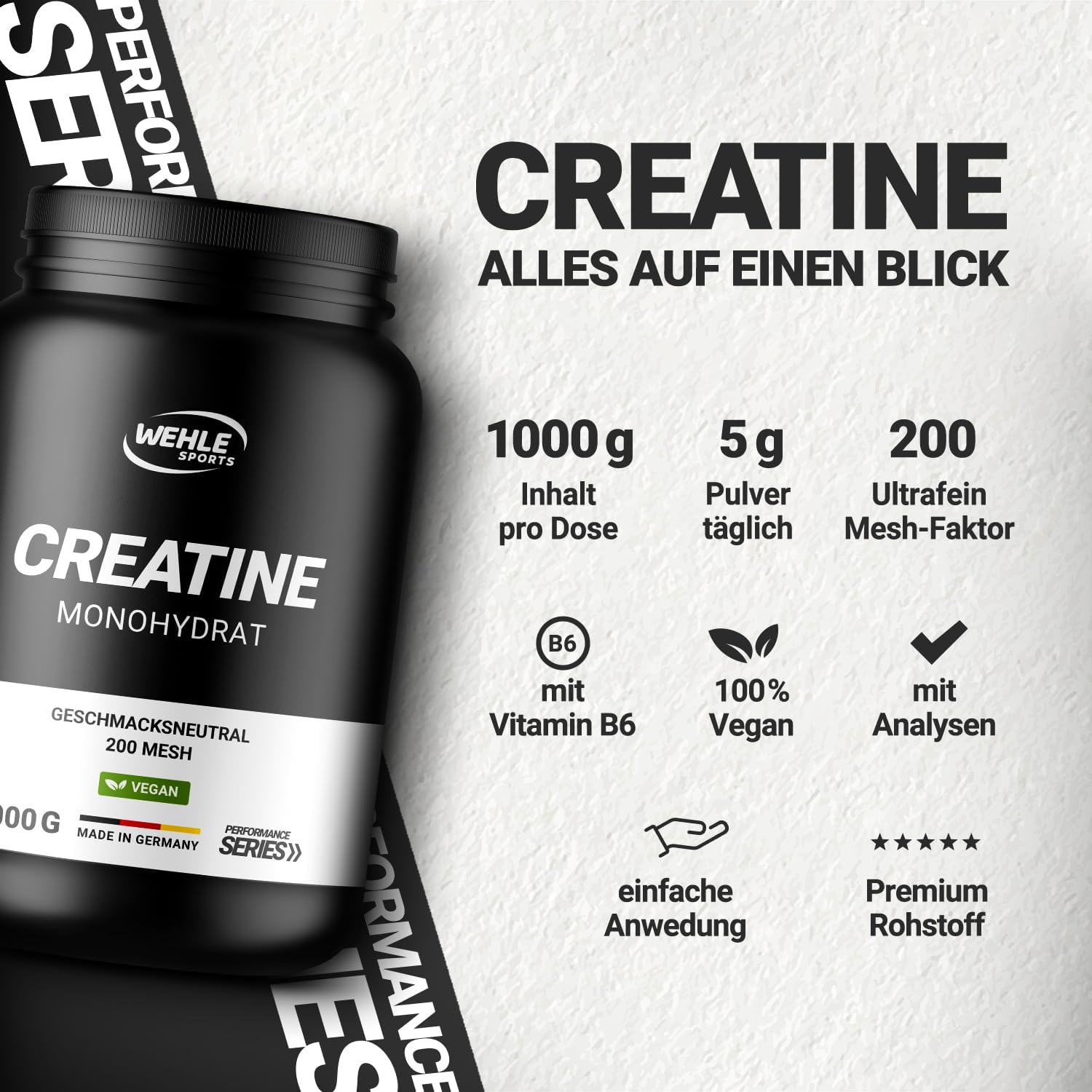 Wehle  Creatin Monohydrat Pulver - Kreatin 1000g