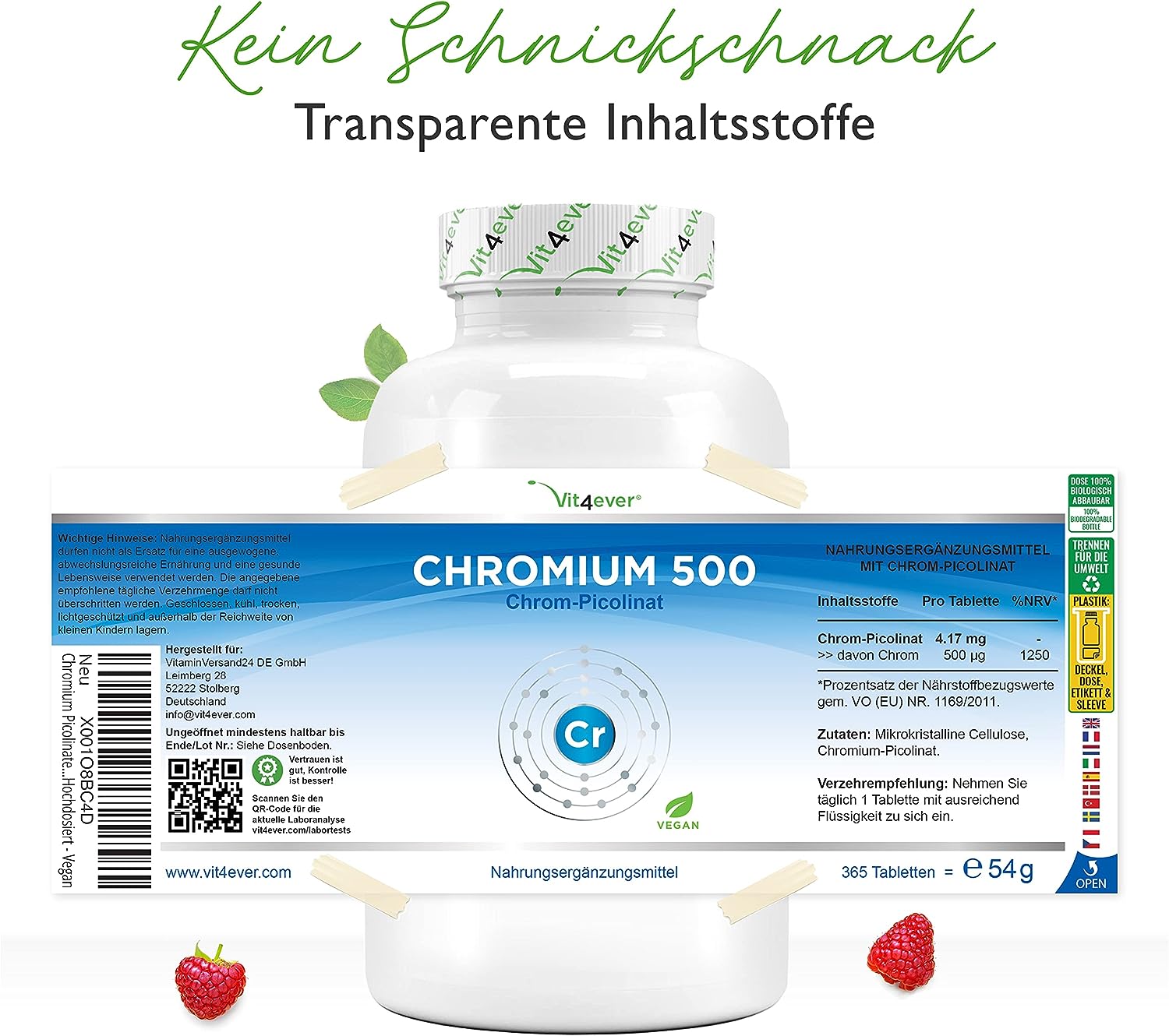 Vit4ever Chromium 200 mcg Chrom Picolinat - 365 Tabletten