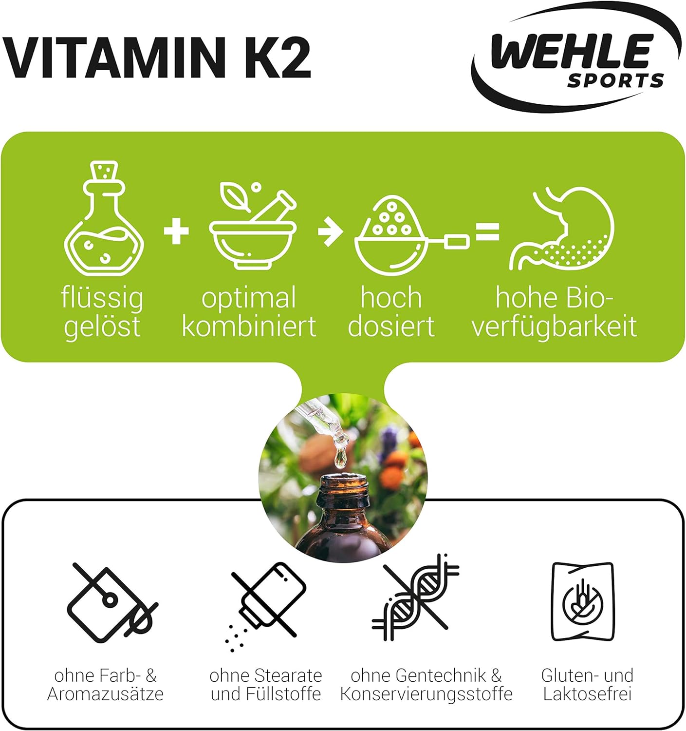 B-Ware Wehle Sports Vitamin K2 MK7 Tropfen - 50ml 1850 Tropfen