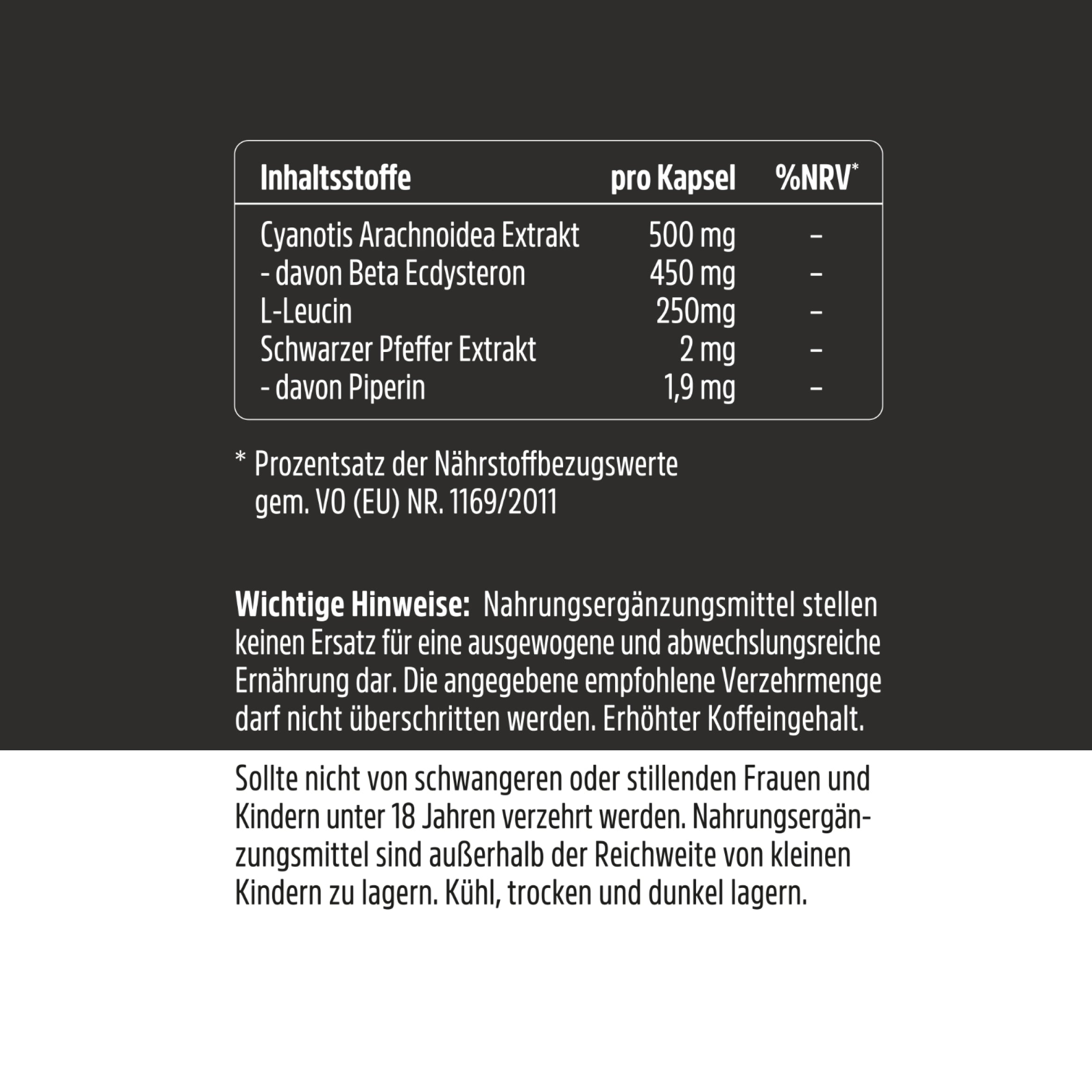 Wehle Ecdysteron Max T-Booster + Leucin + Piperin a 760mg - 60 Kapseln