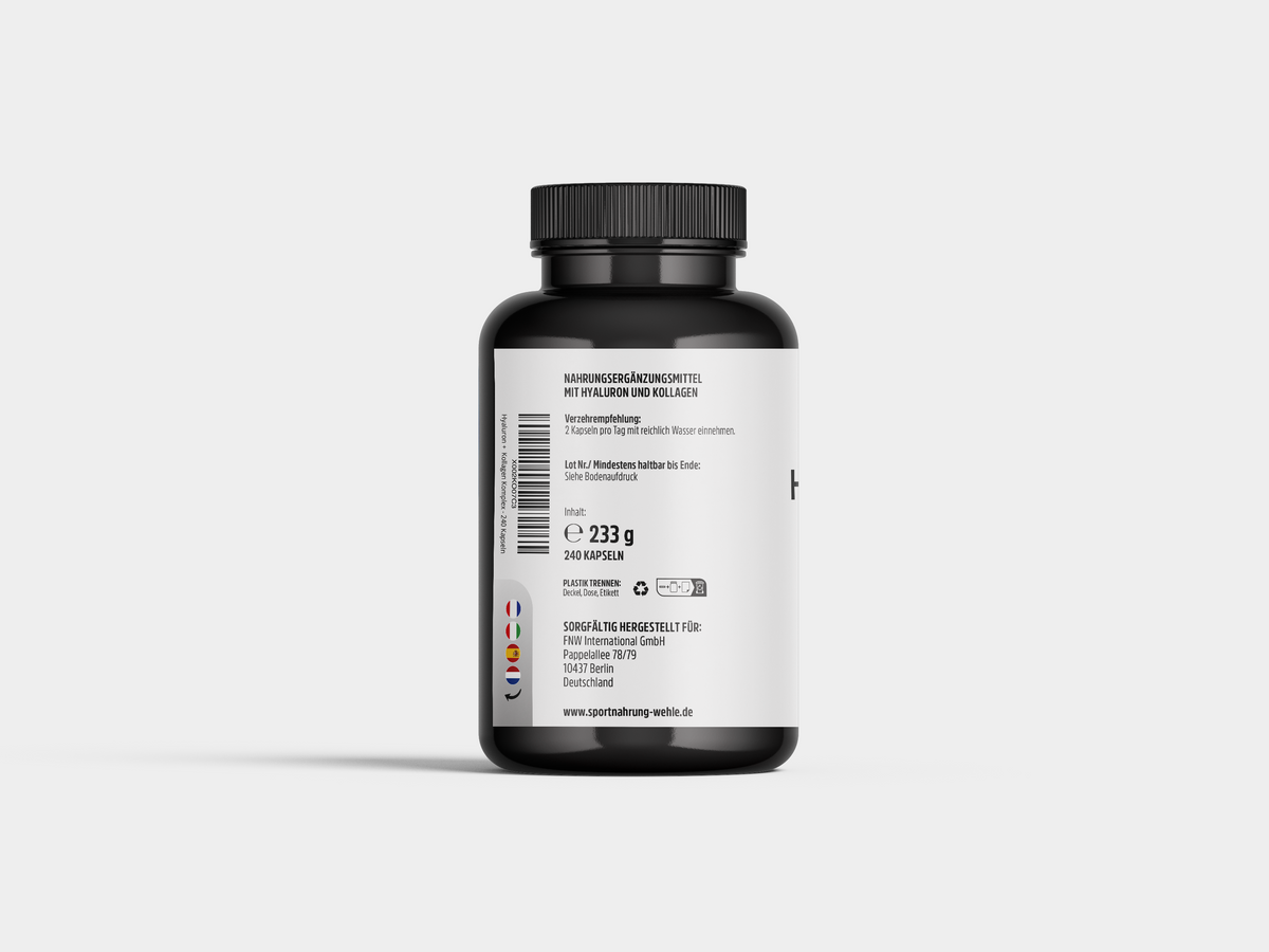 Kollagen Hyaluron Kapseln mit Vitamin C, Zink, Biotin & Selen – 240 Kapseln