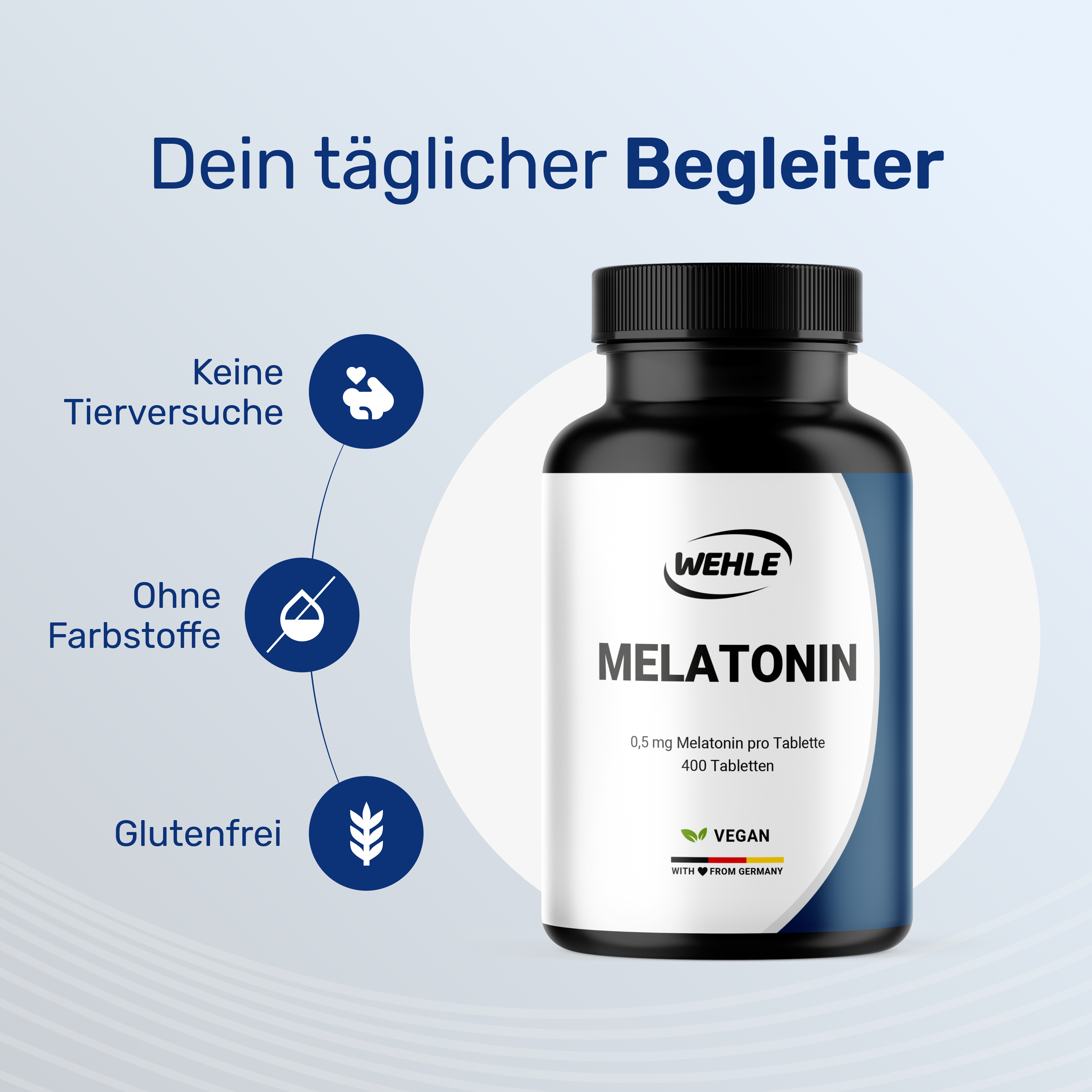 Melatonin Tabletten - 400 Stück mit 0,5mg Melatonin pro Tablette