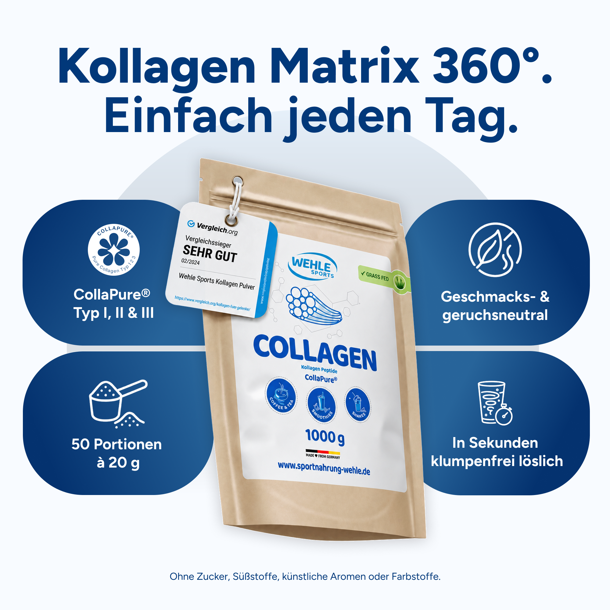 Kollagen Pulver – Wehle Collagen Matrix 360° mit Kollagen Typ I, II & III